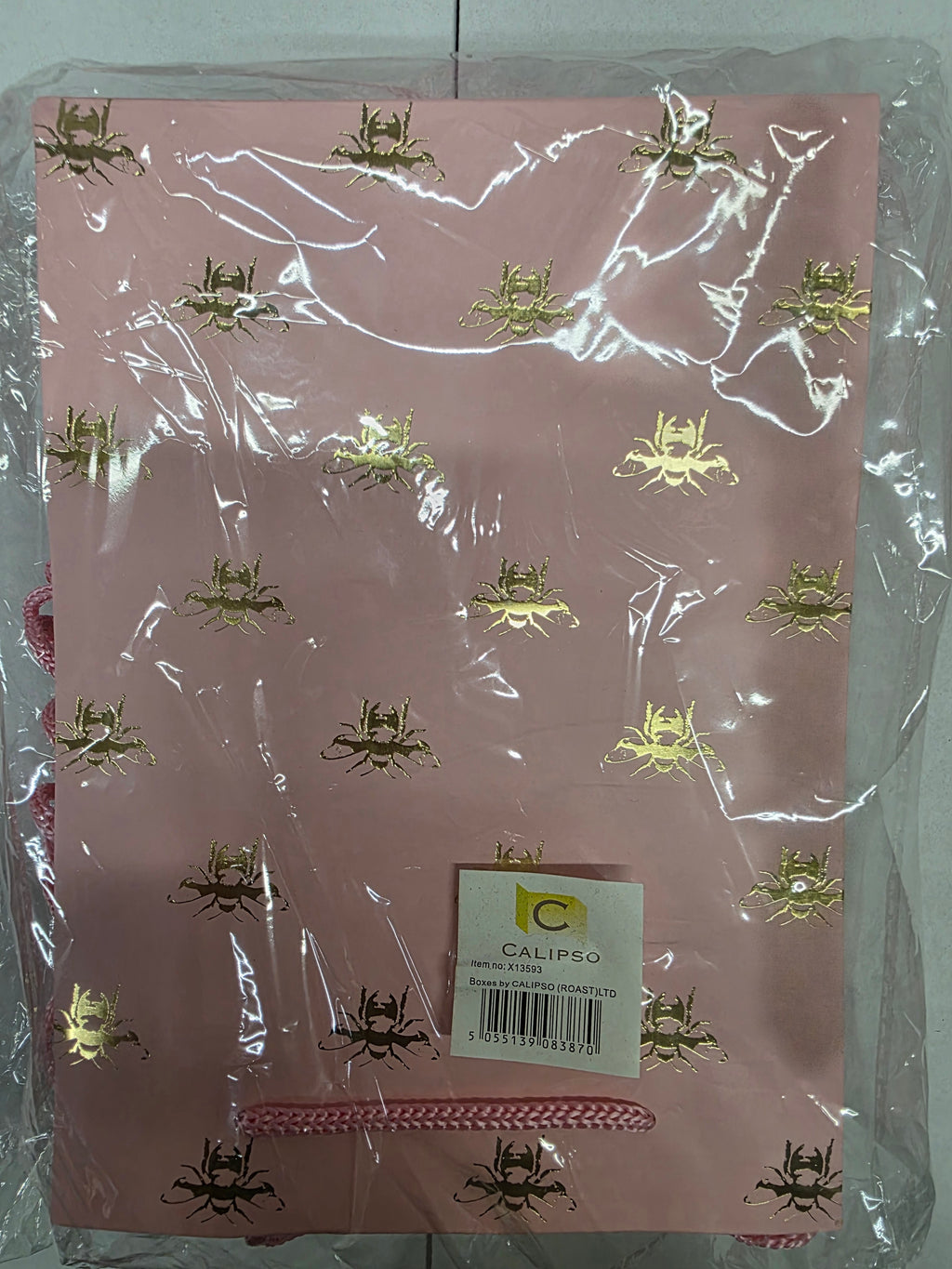Multipurpose/Bouquet Bag Pink Gold Bee 25cm