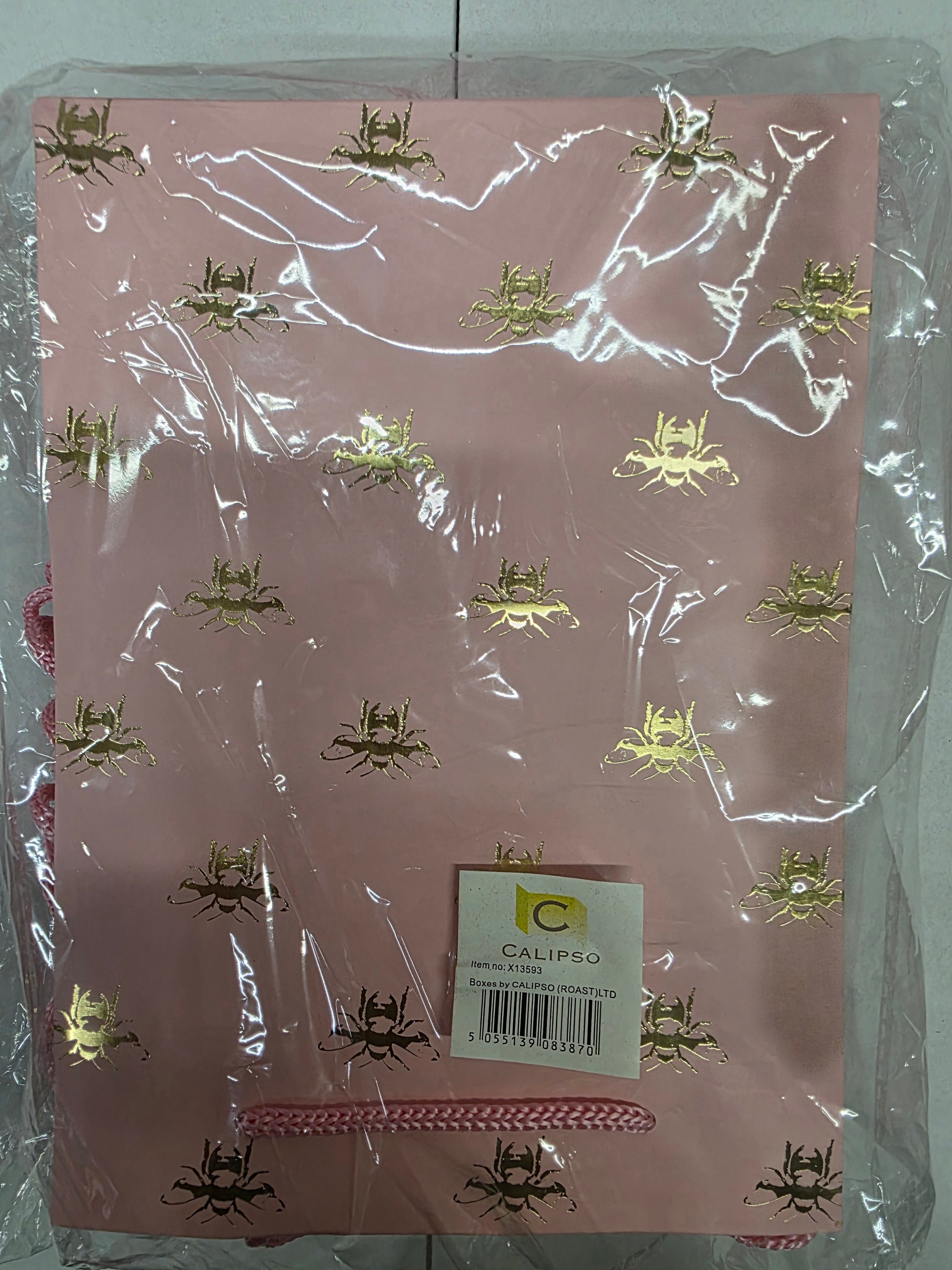 Multipurpose/Bouquet Bag Pink Gold Bee 25cm