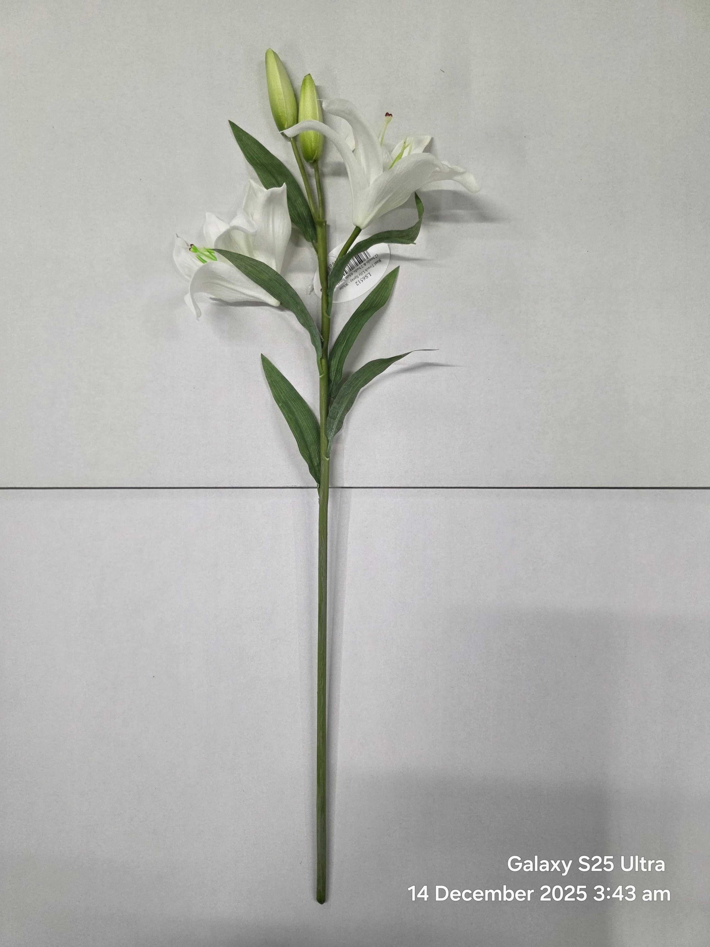 Artificial Lily Spray Real Touch White
