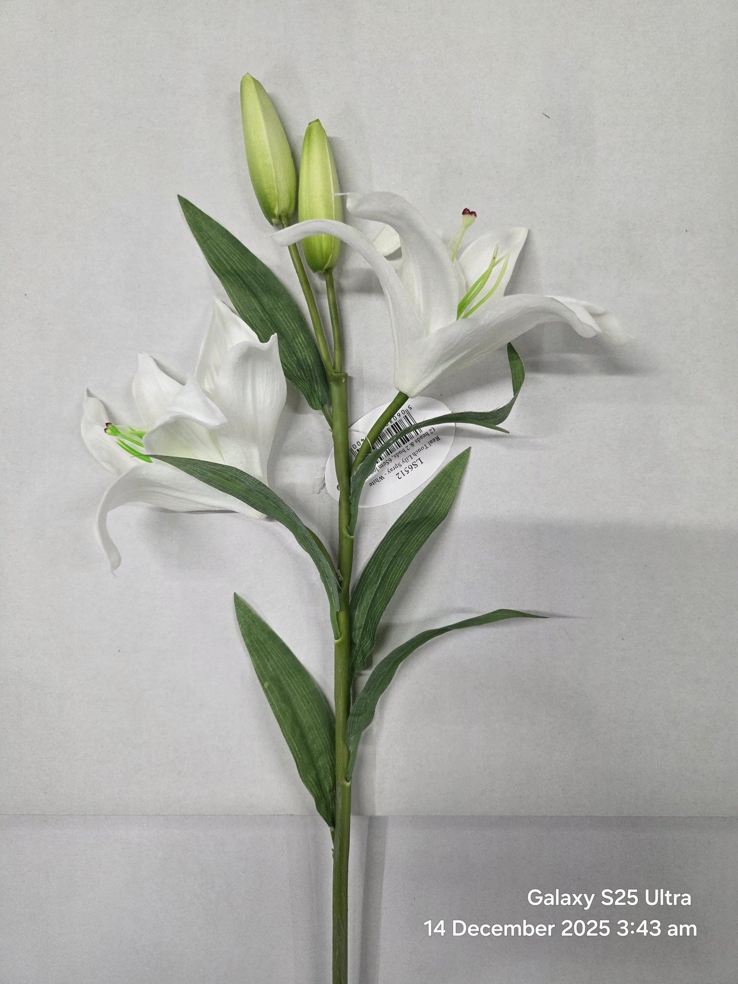 Artificial Lily Spray Real Touch White