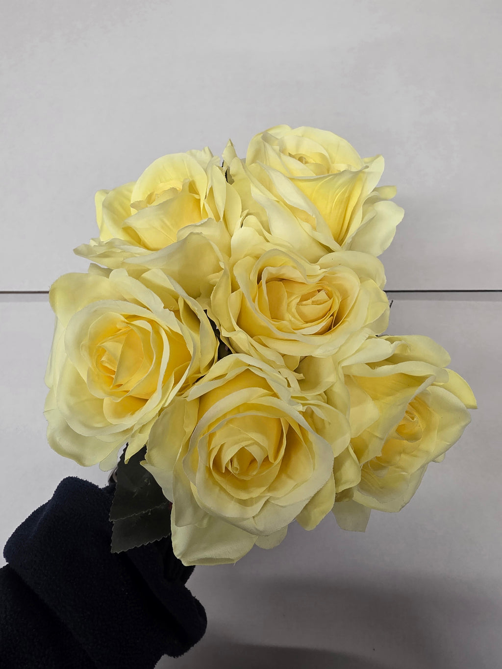 Artificial Eugenie Rose Bunch X 6 Pale Yellow