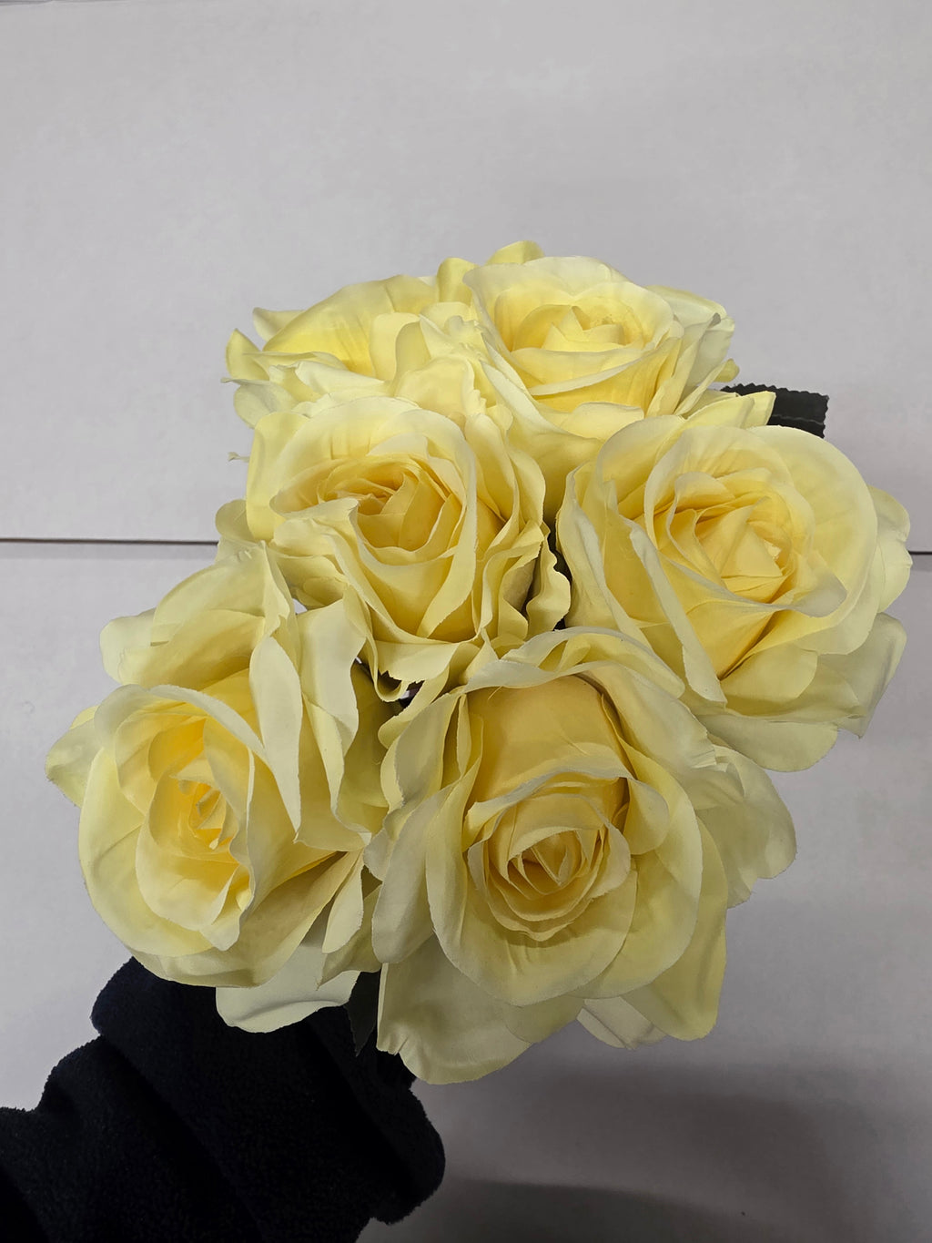 Artificial Eugenie Rose Bunch X 6 Pale Yellow