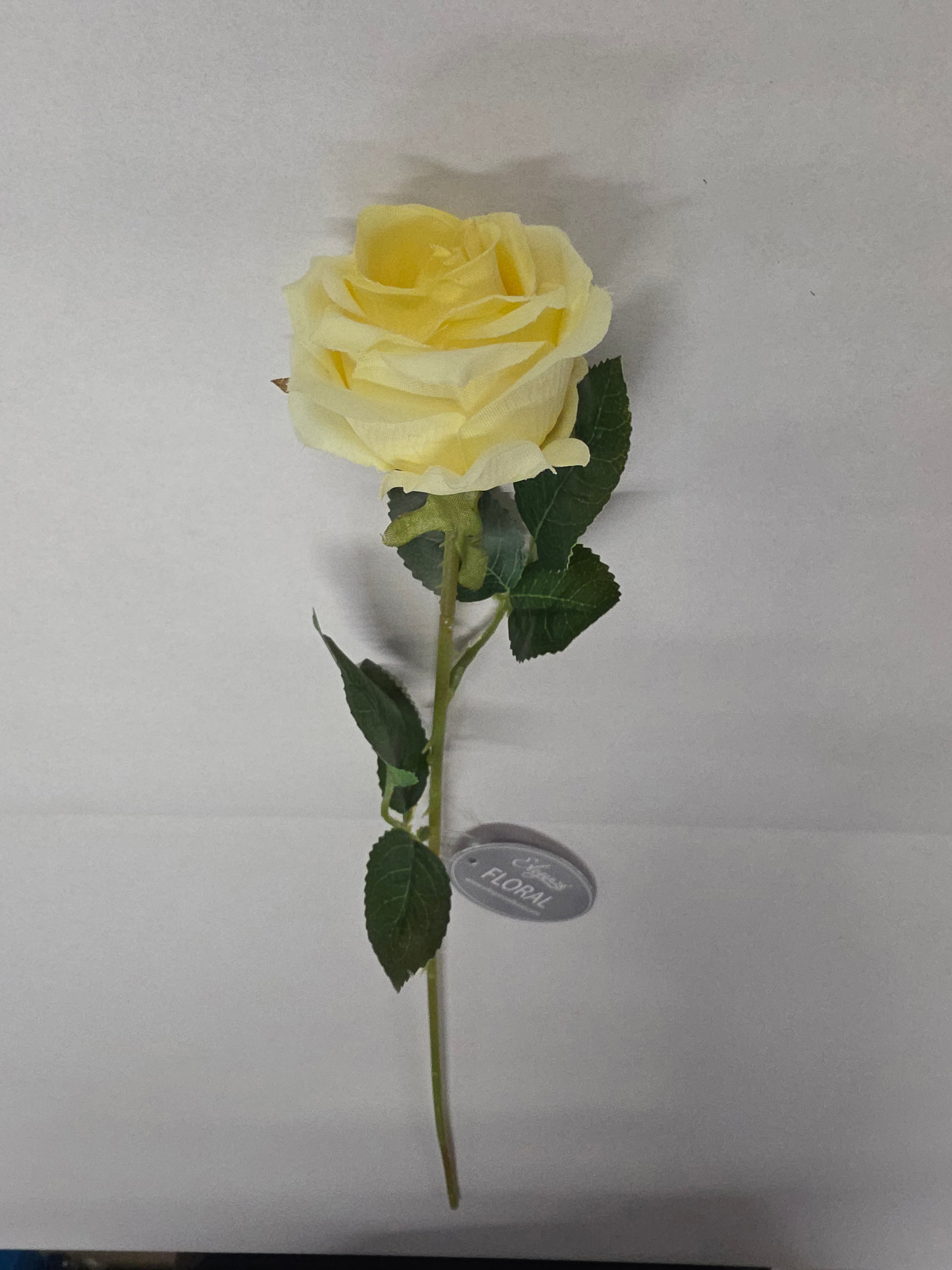 Artificial Gabriella Single Rose Pale Yellow 53cm (PACK OF 3)