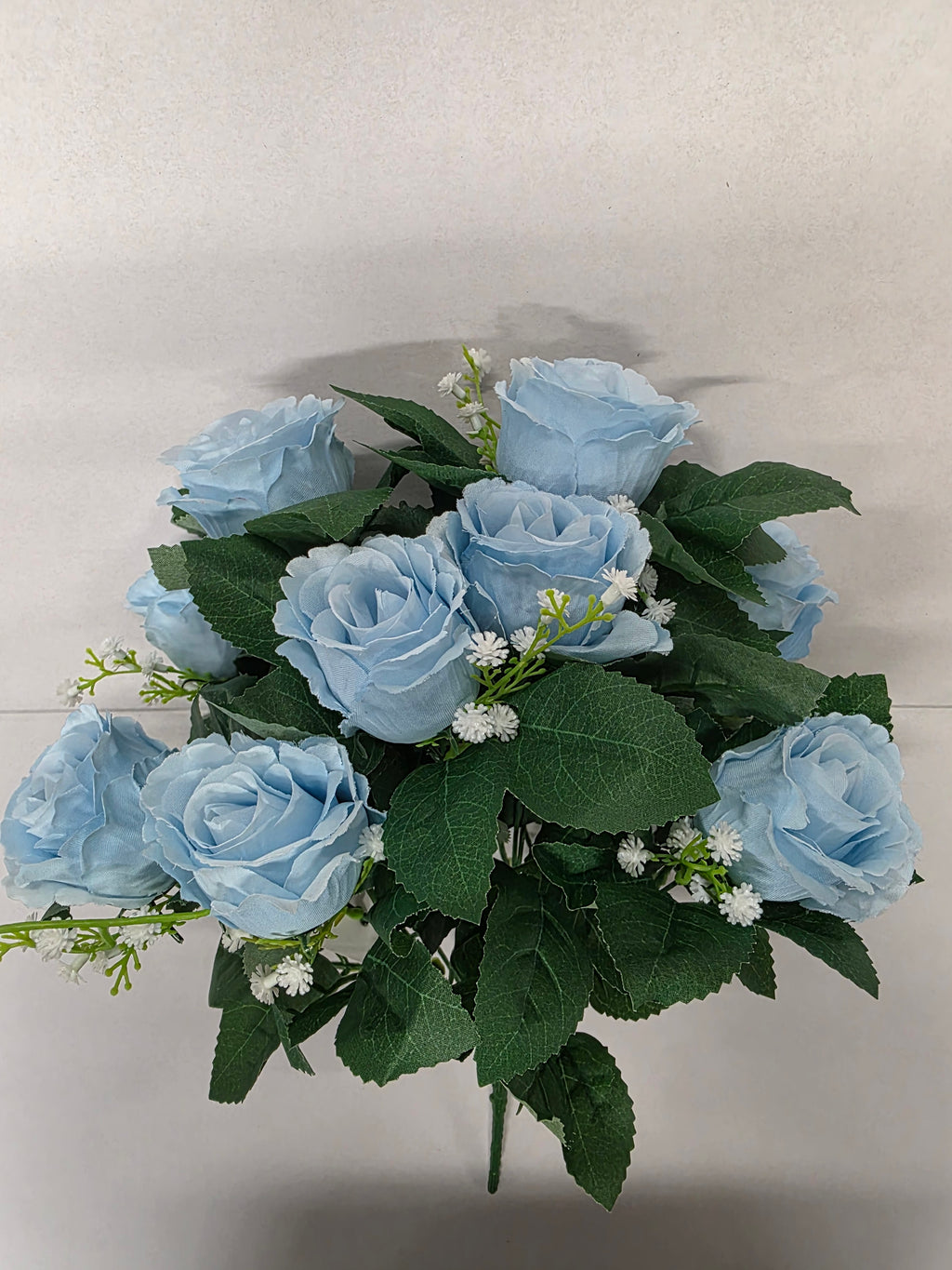 Artificial Rose Bouquet Gypsophila Light Blue 10 Heads