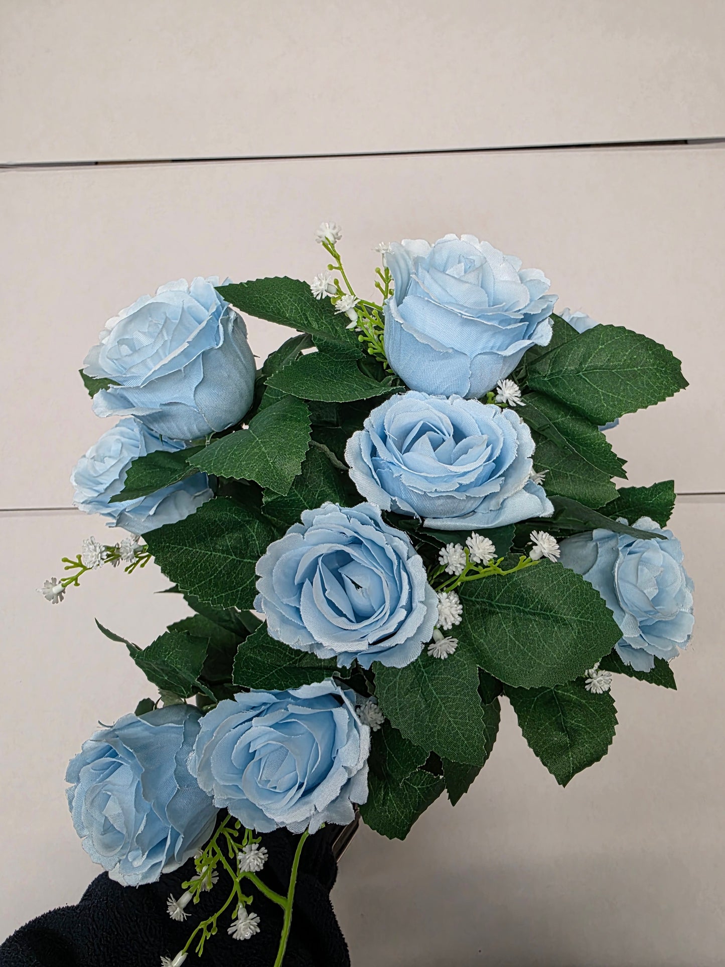 Artificial Rose Bouquet Gypsophila Light Blue 10 Heads