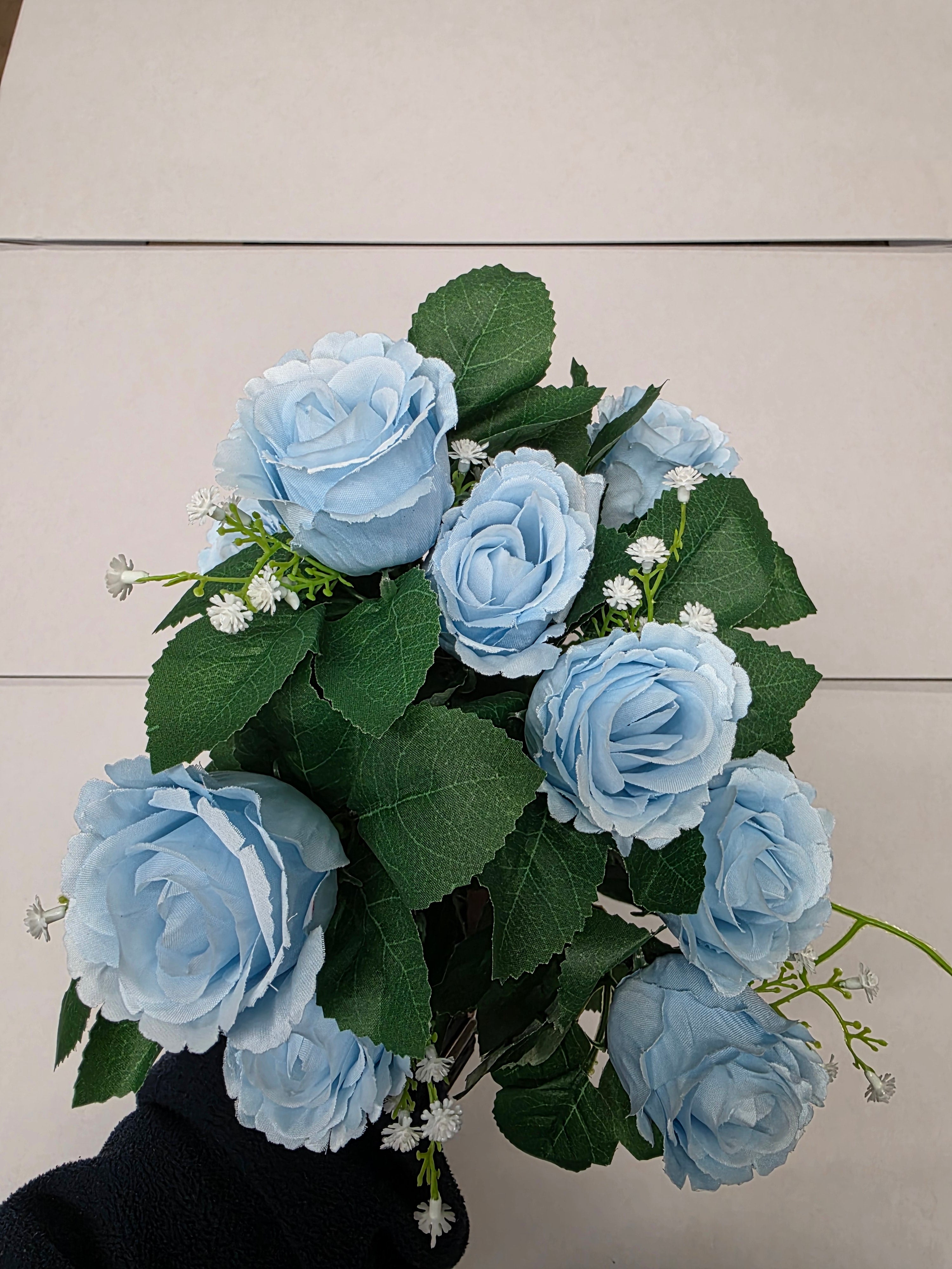 Artificial Rose Bouquet Gypsophila Light Blue 10 Heads