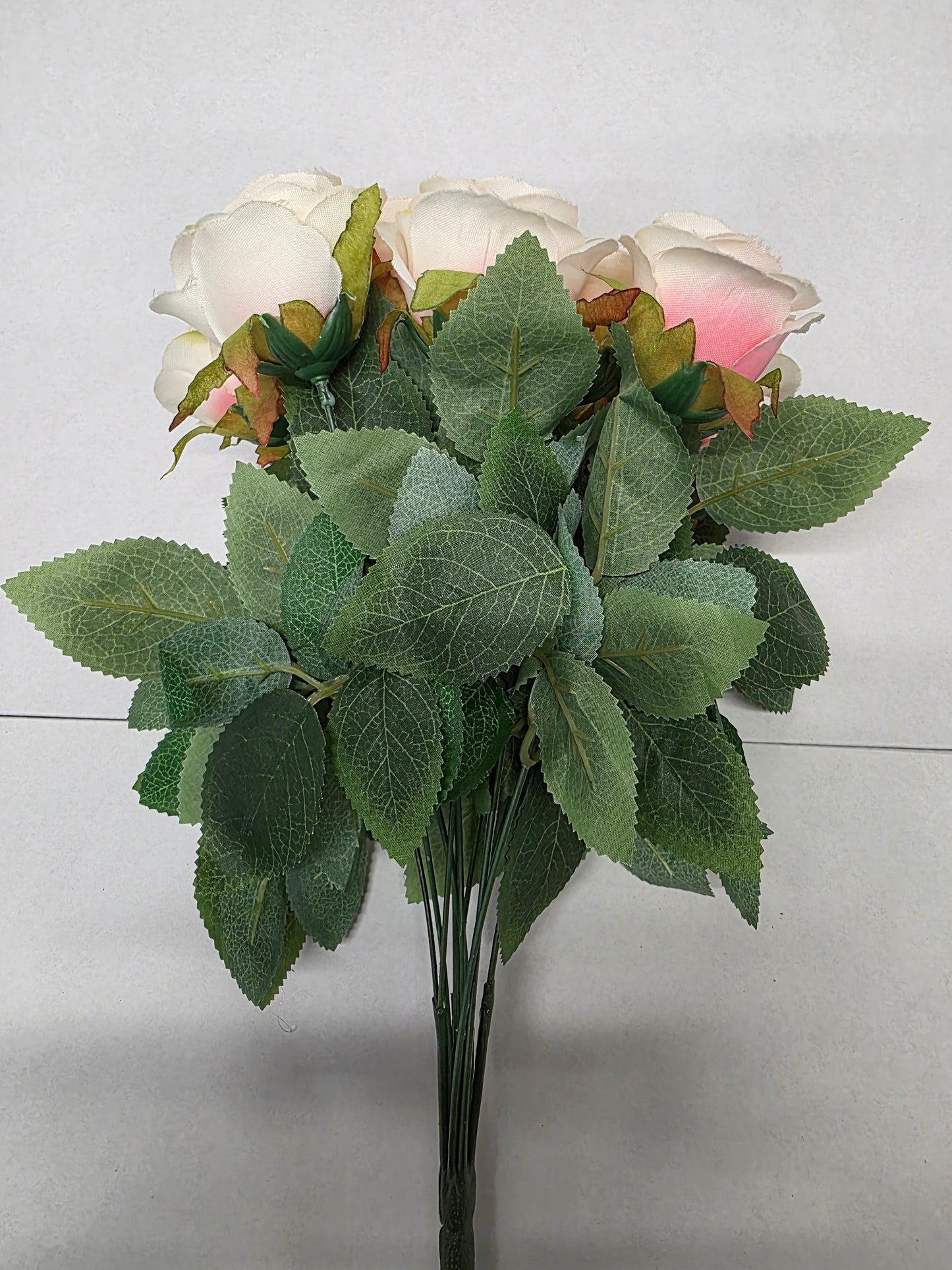 Artificial Rose Bunch Peach 45cm X12