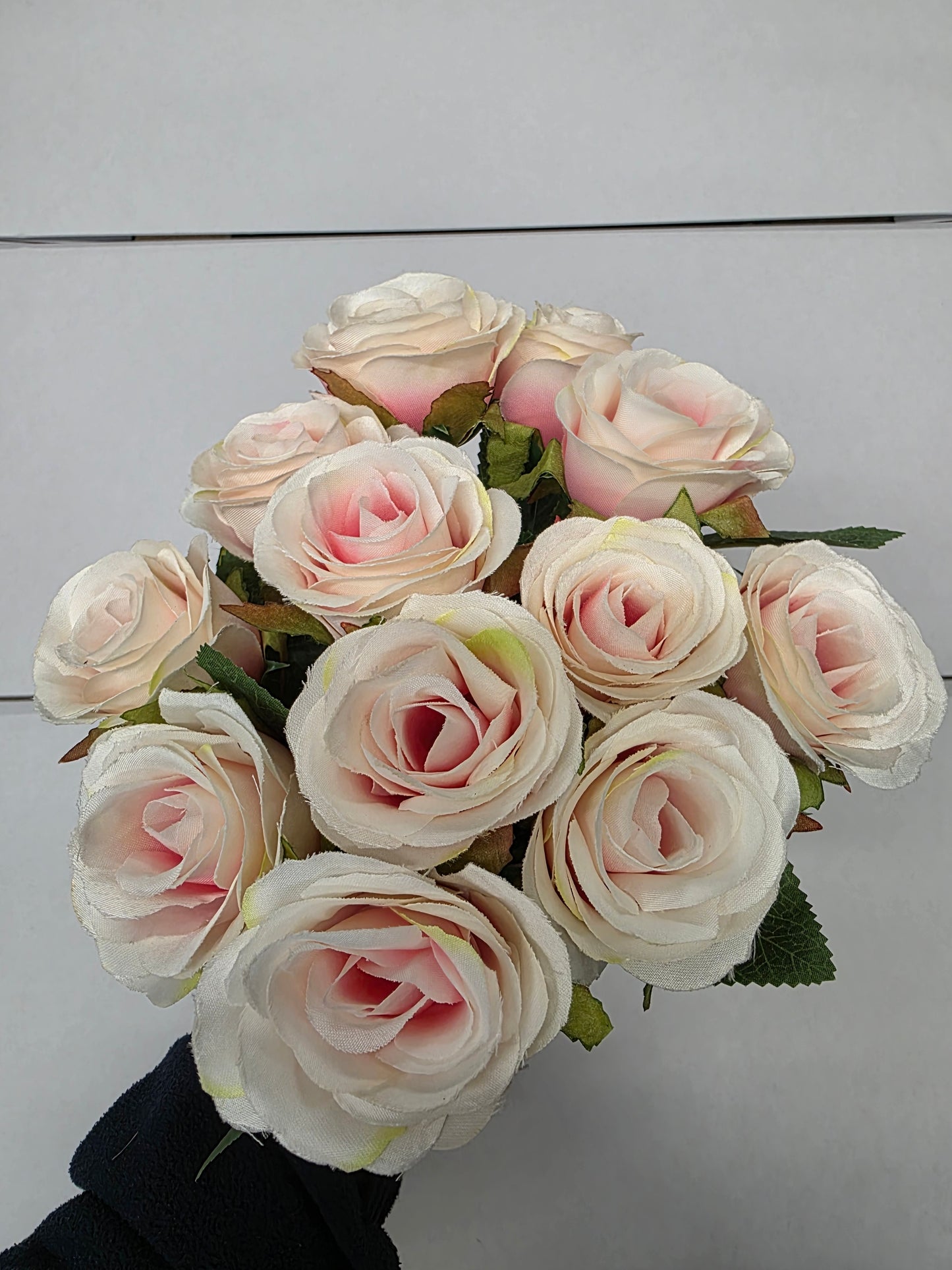 Artificial Rose Bunch Peach 45cm X12