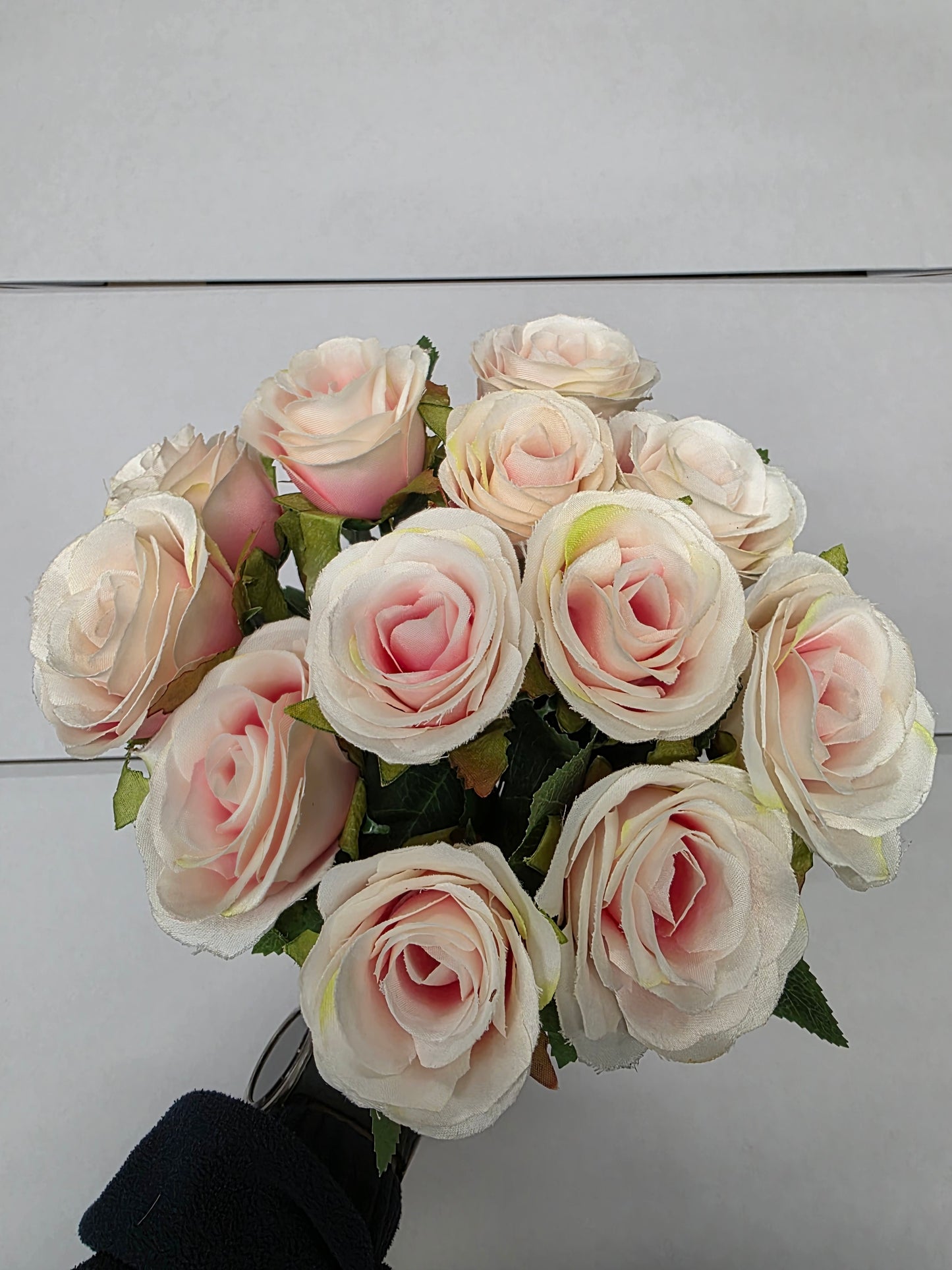 Artificial Rose Bunch Peach 45cm X12
