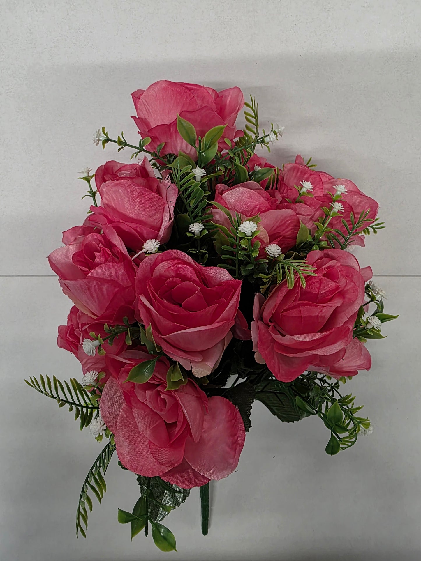Artificial Rose Bush With Foliage Hot Pink