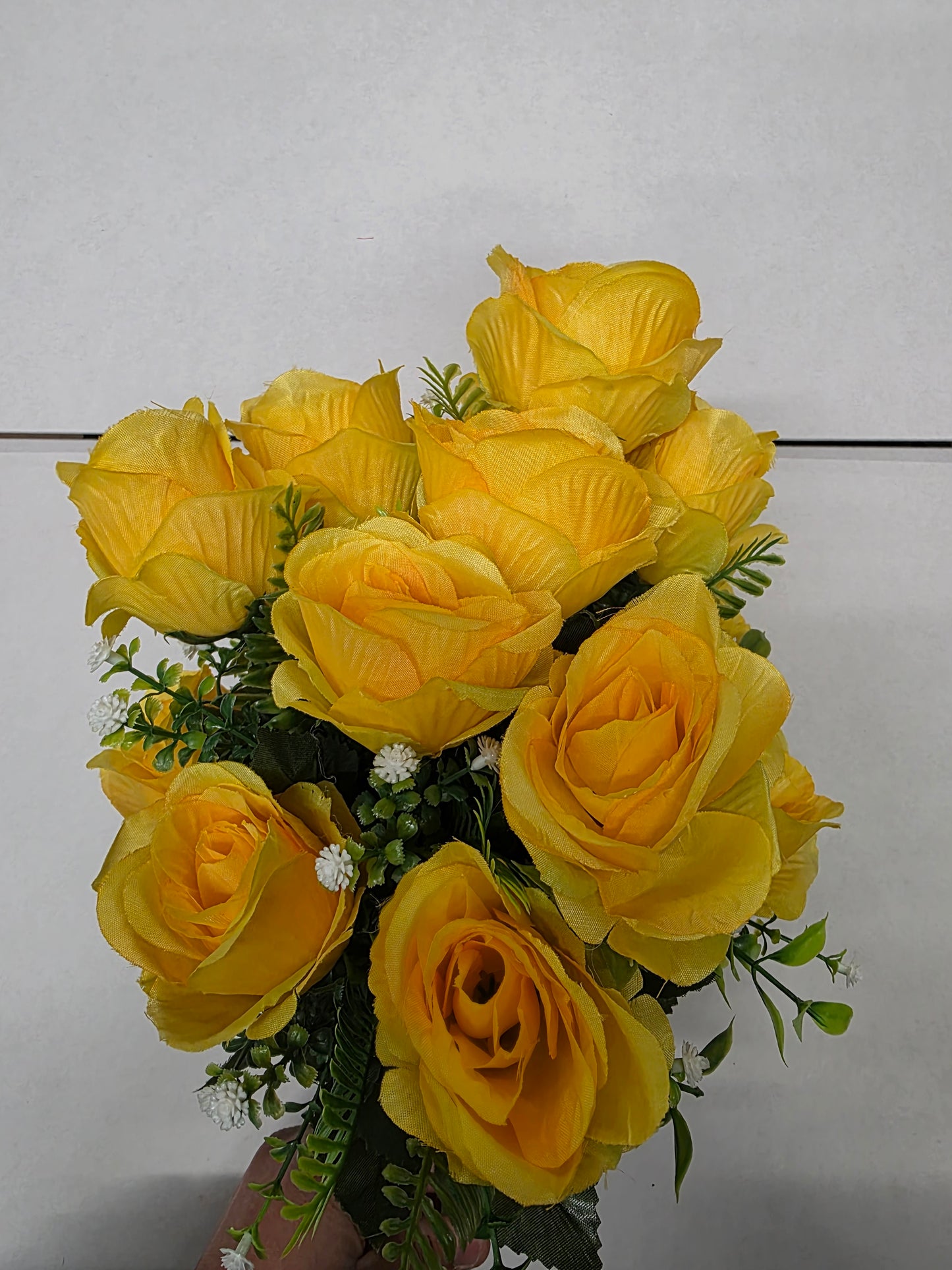 Artificial Rose Bush With Foliage Yellow