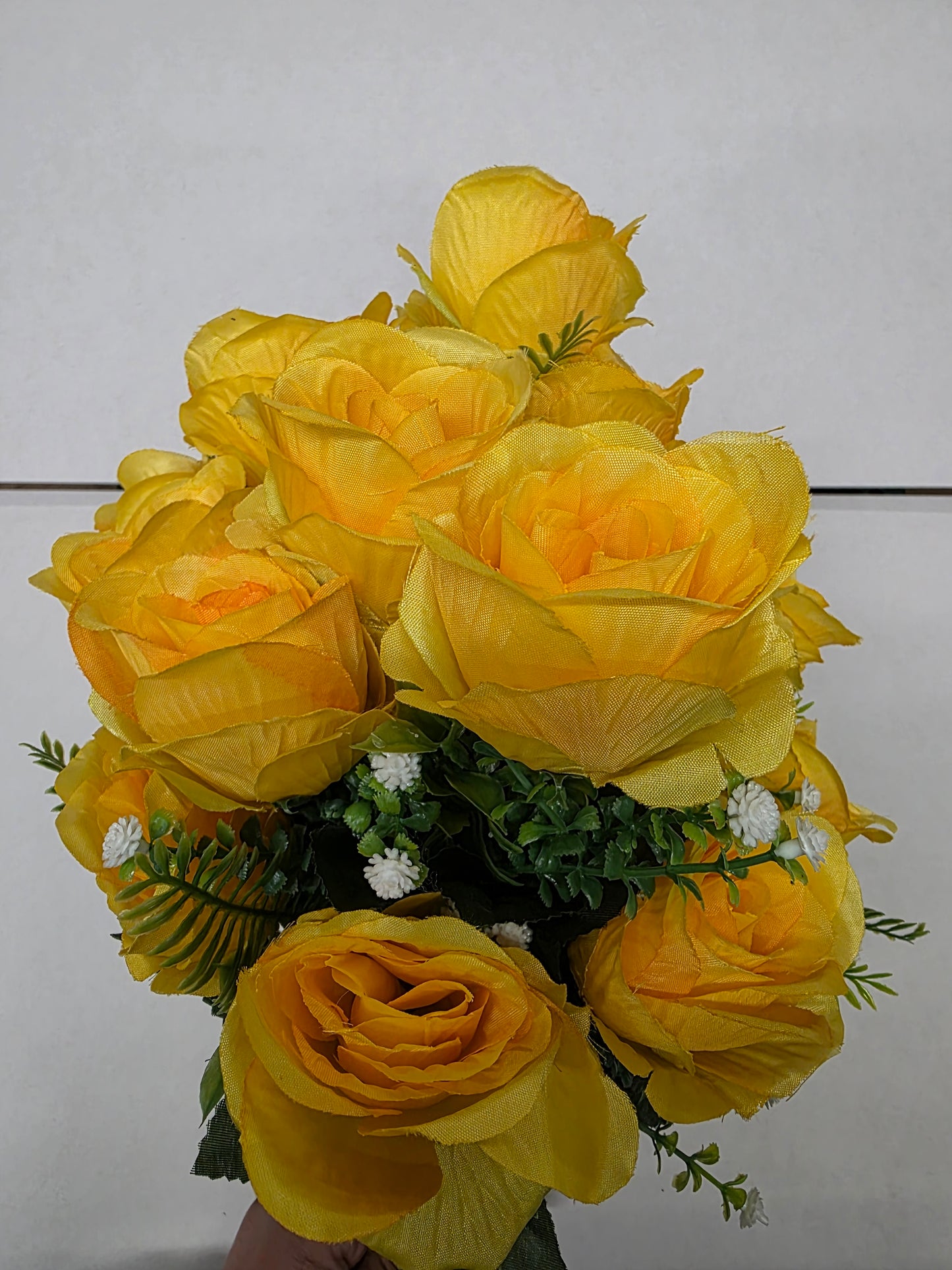 Artificial Rose Bush With Foliage Yellow