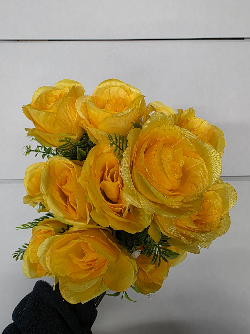 Artificial Rose Bush With Foliage Yellow