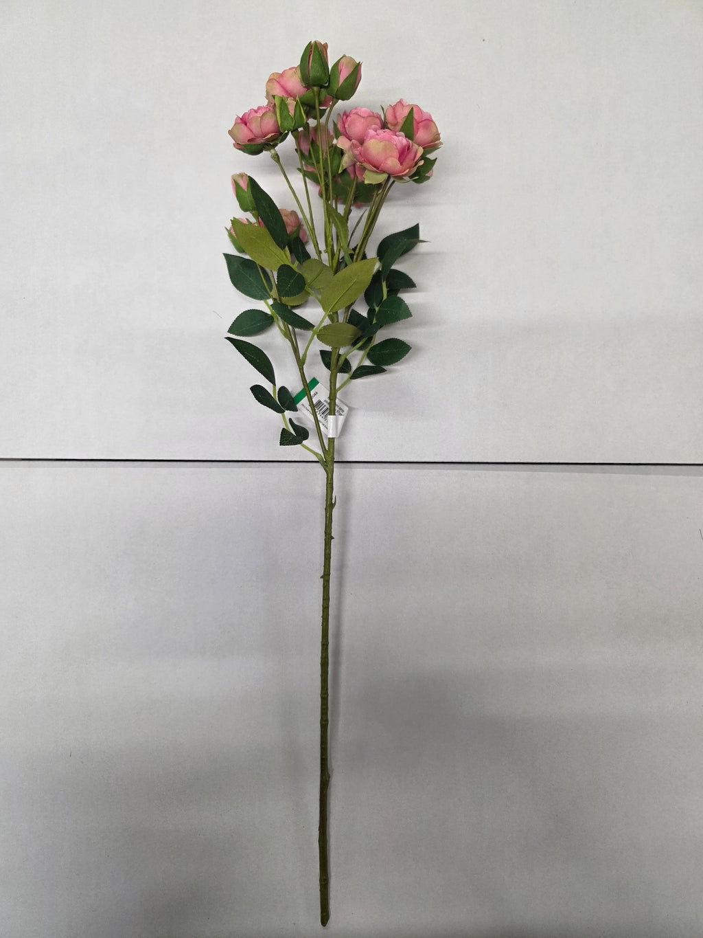 Artificial Rose Mini Spray Pink Green 57cm