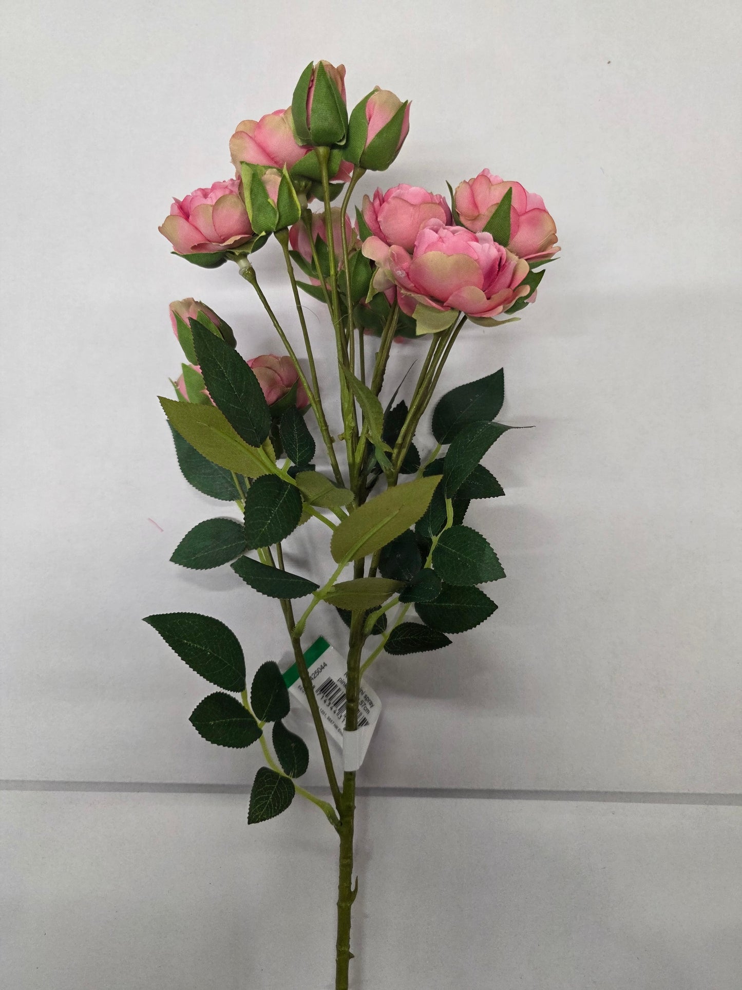 Artificial Rose Mini Spray Pink Green 57cm