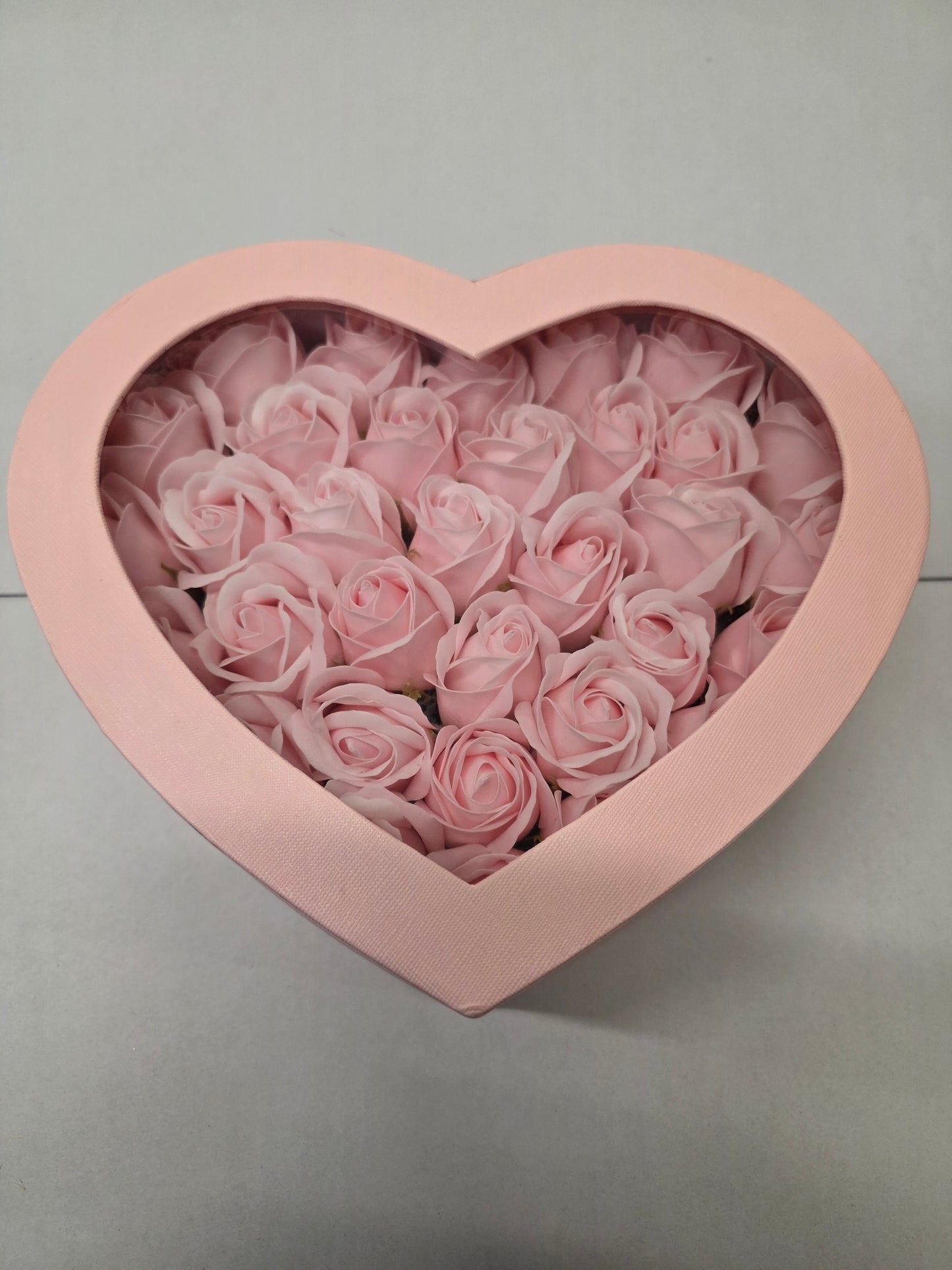 Artificial Heart Rose Box Pink 27x24x11.5cm