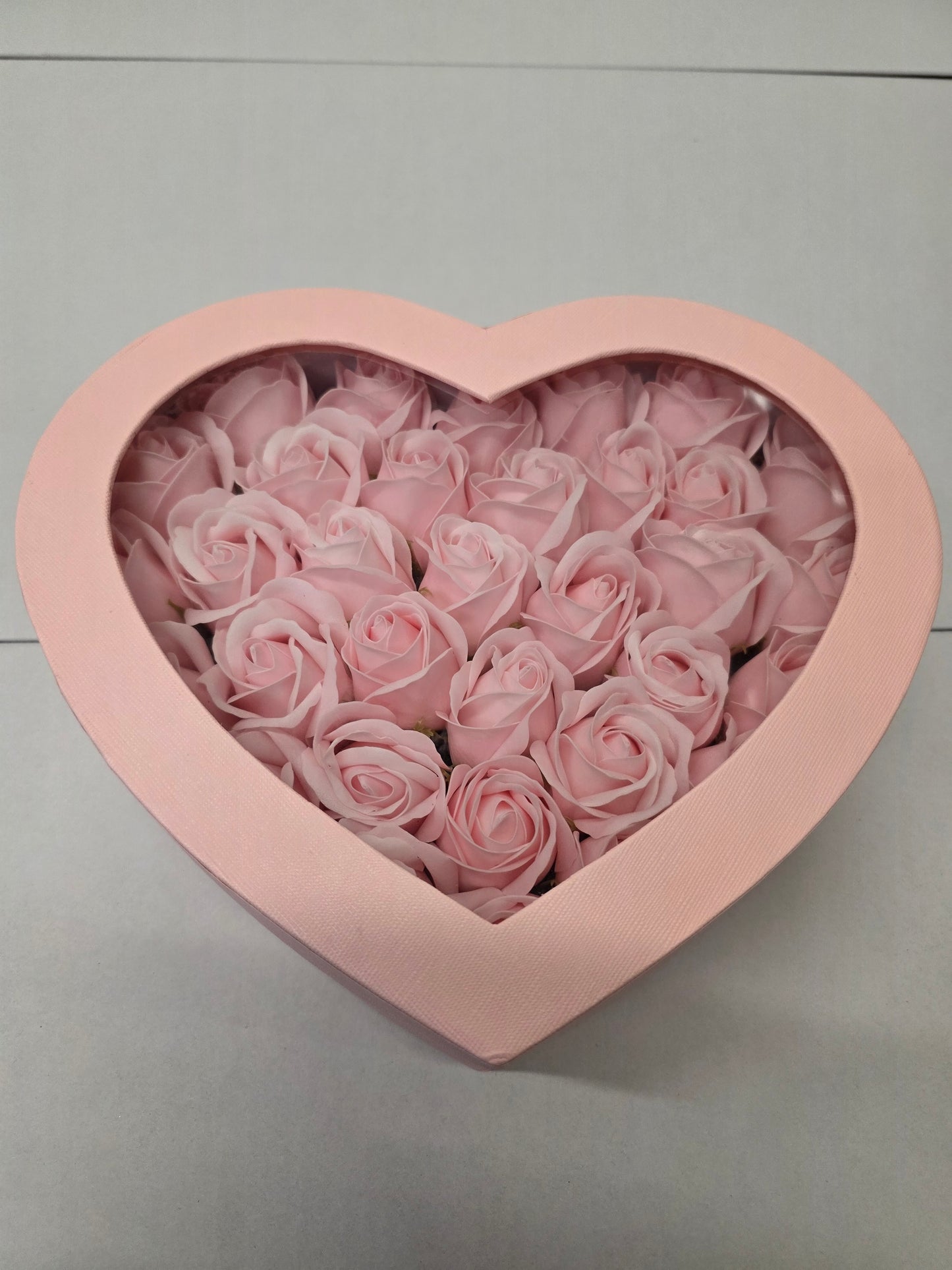 Artificial Heart Rose Box Pink 27x24x11.5cm