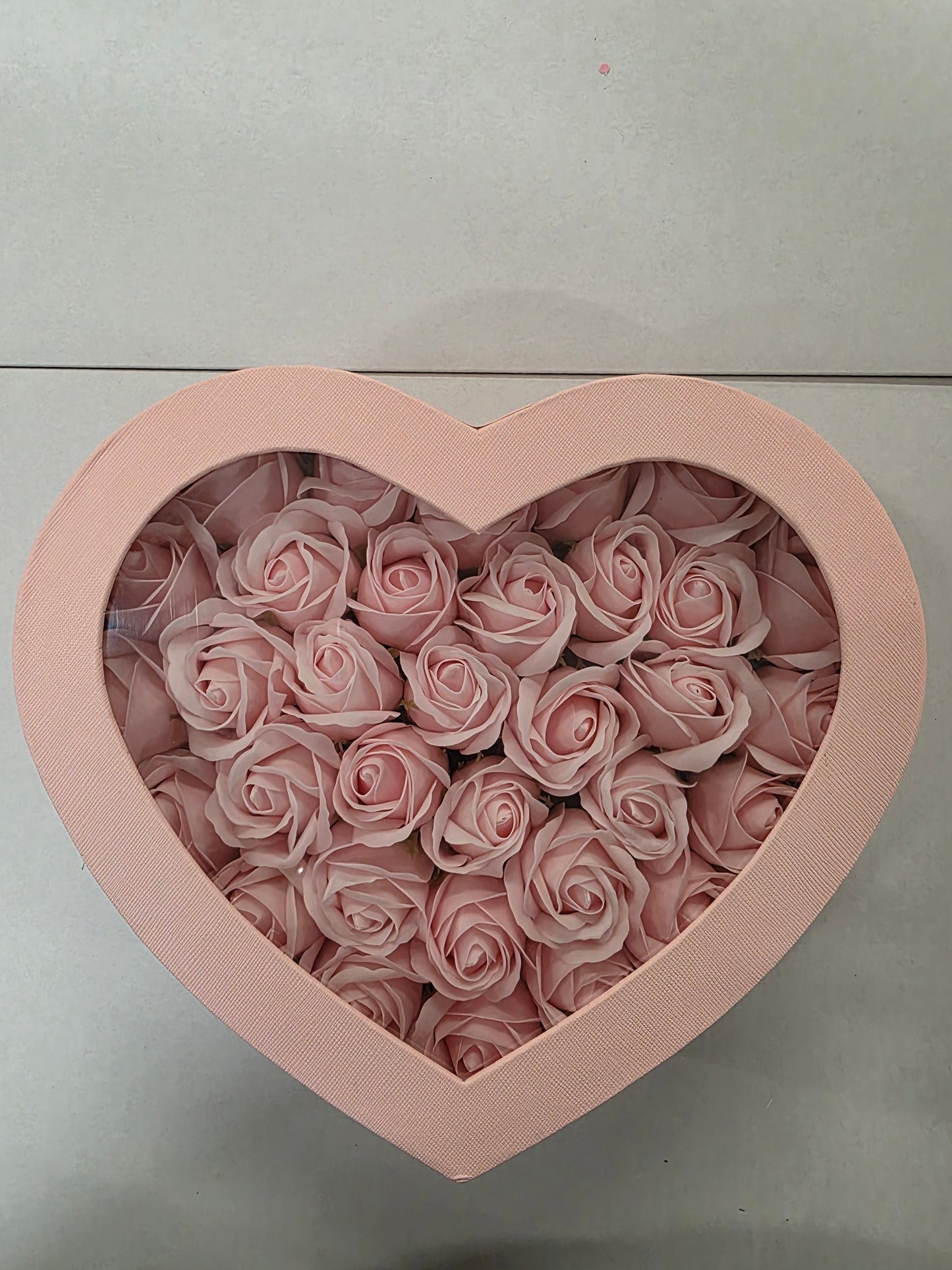 Artificial Heart Rose Box Pink 27x24x11.5cm