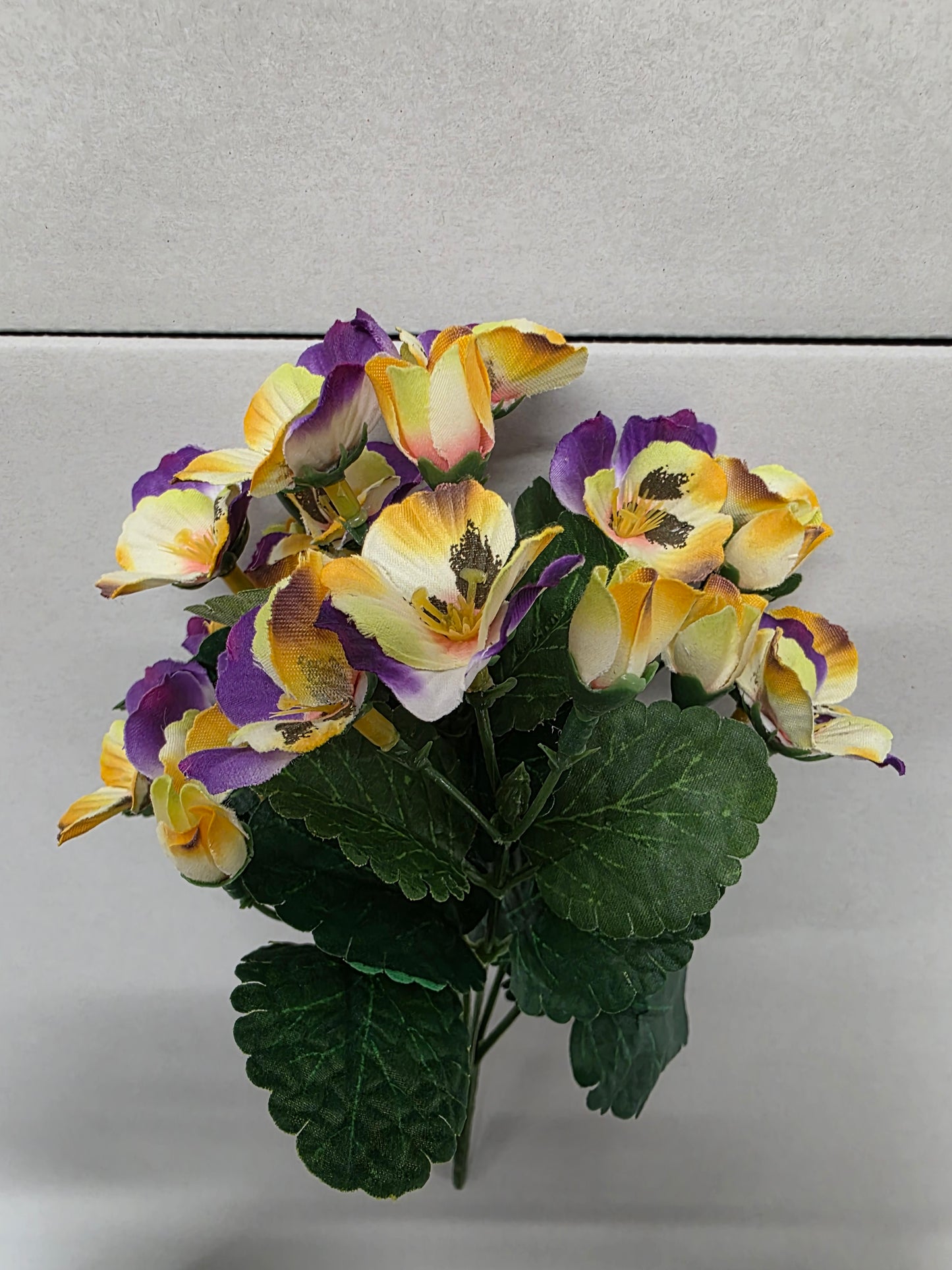 Artificial Pansy Bush Purple Yellow  (PACK OF 2)