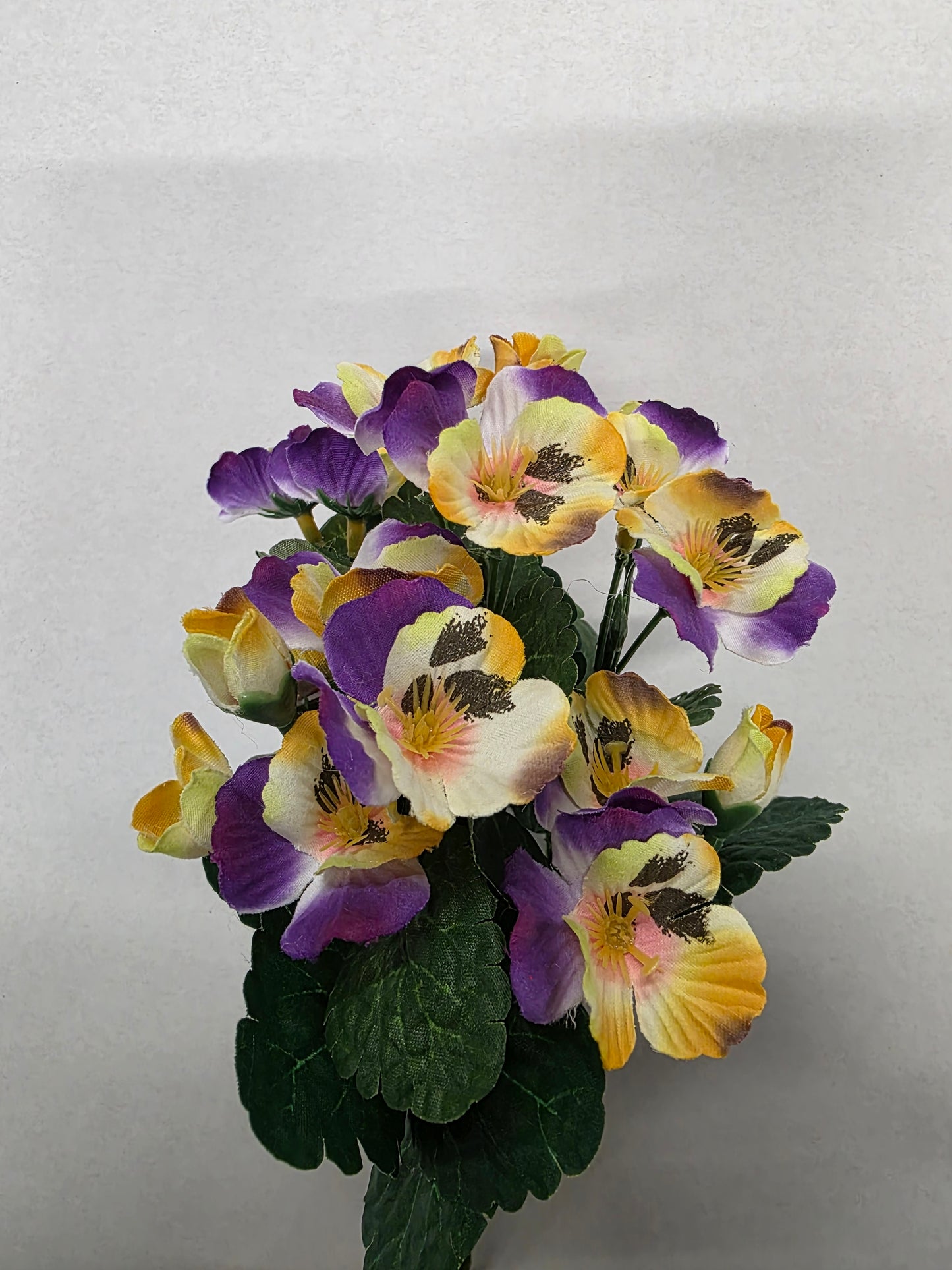 Artificial Pansy Bush Purple Yellow  (PACK OF 2)