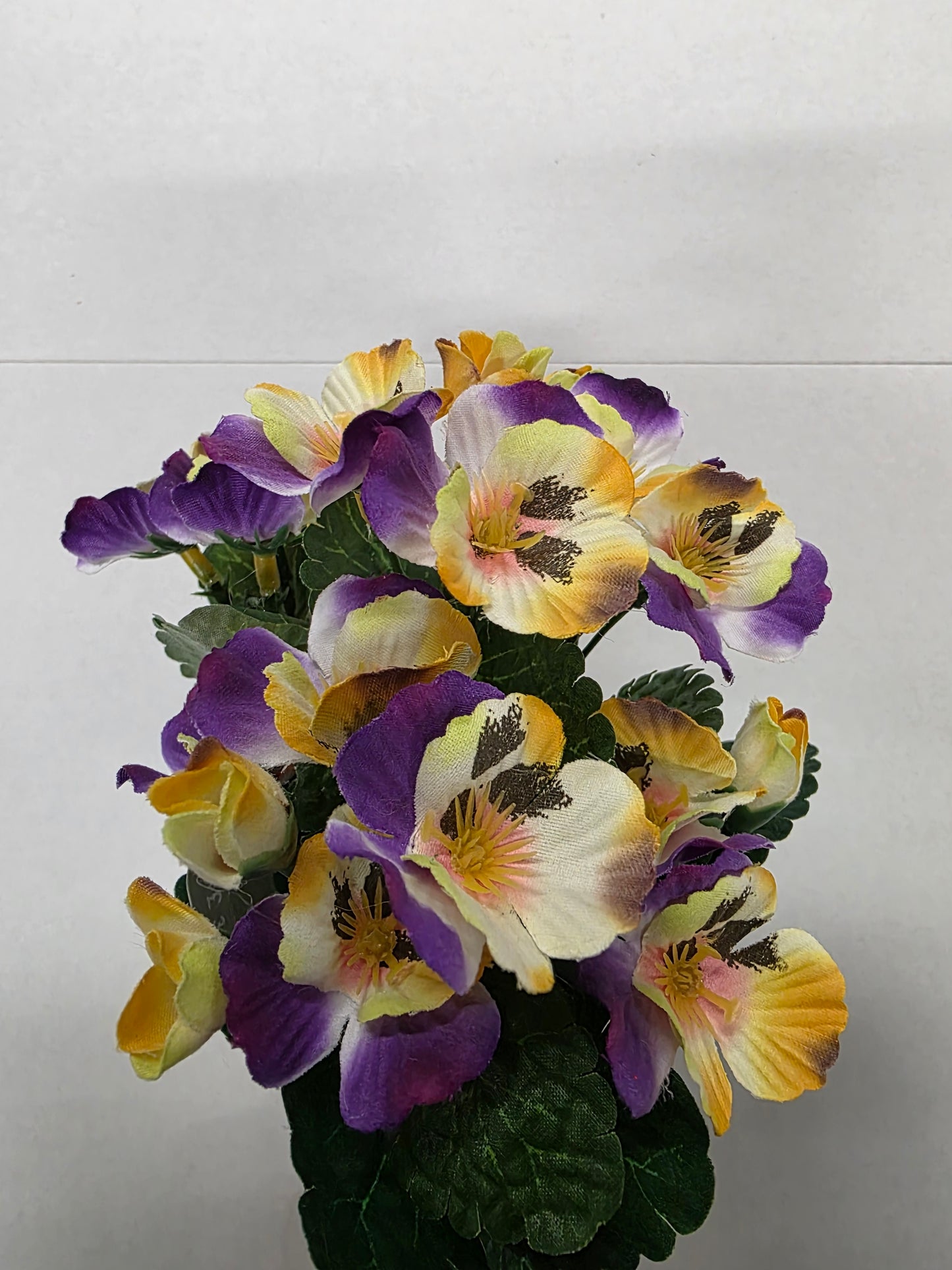 Artificial Pansy Bush Purple Yellow  (PACK OF 2)