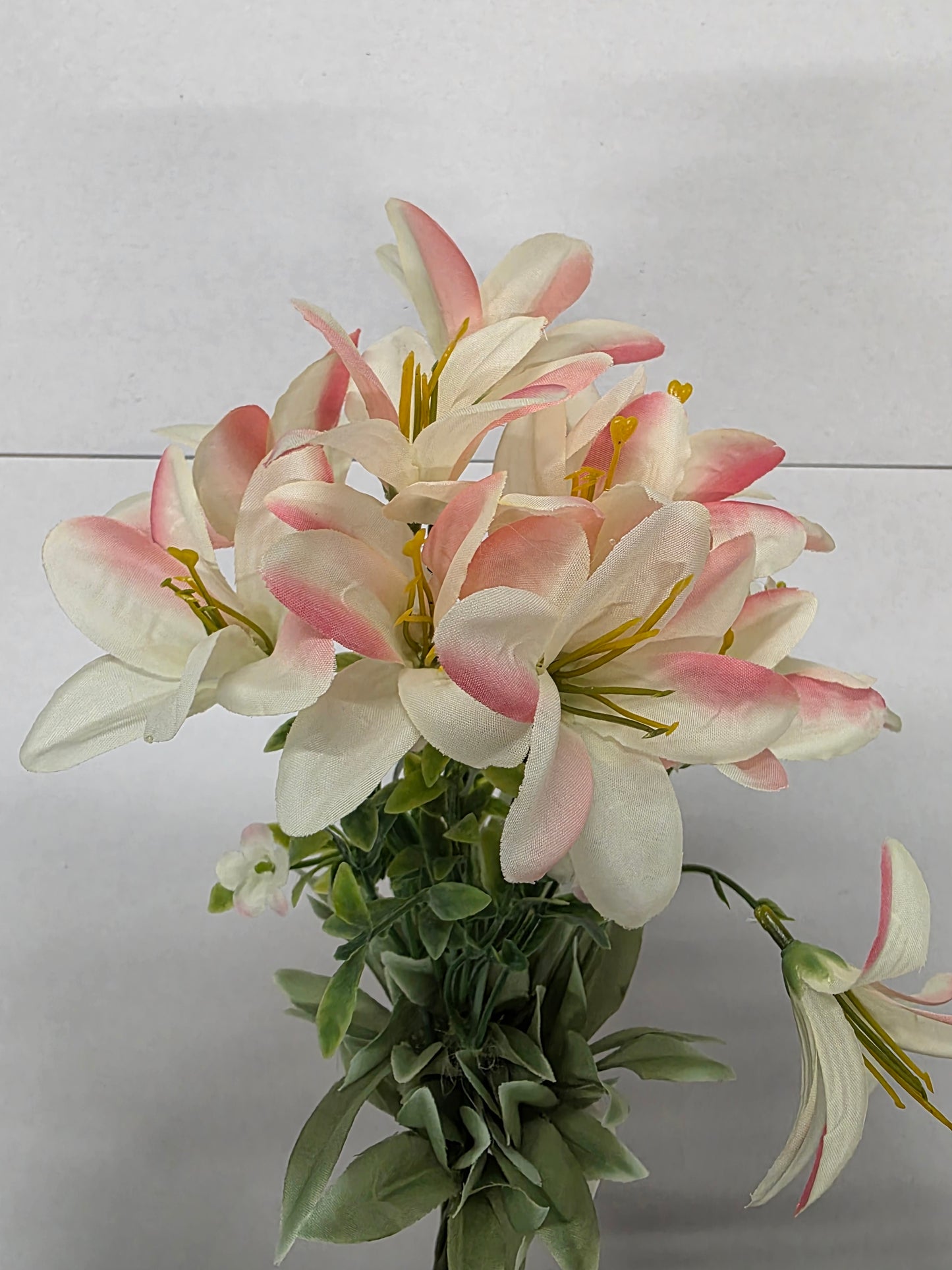 Artificial Essentials Lily Bush Yellow Pink 38cm  (PACK OF 3)