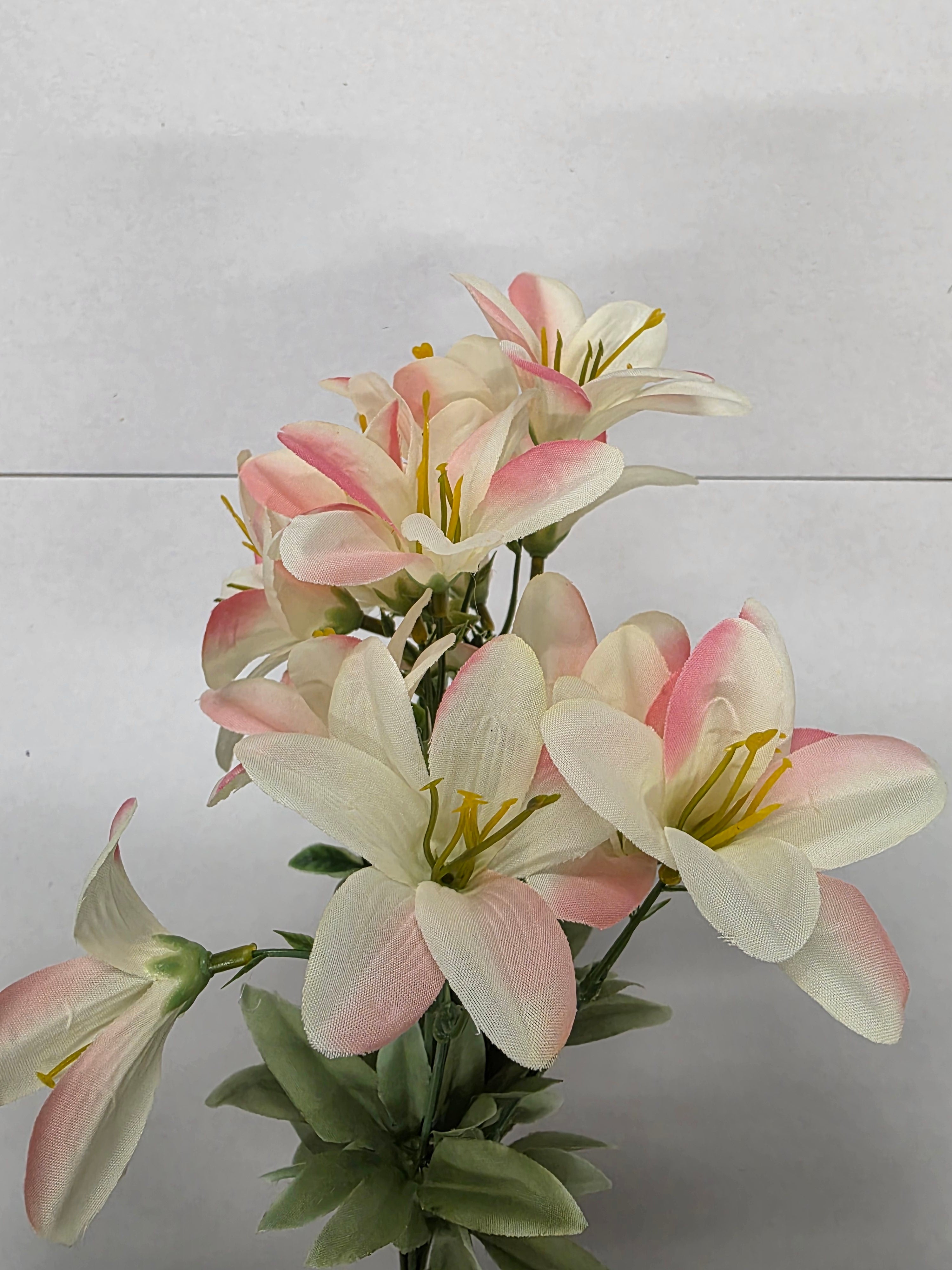 Artificial Essentials Lily Bush Yellow Pink 38cm  (PACK OF 3)