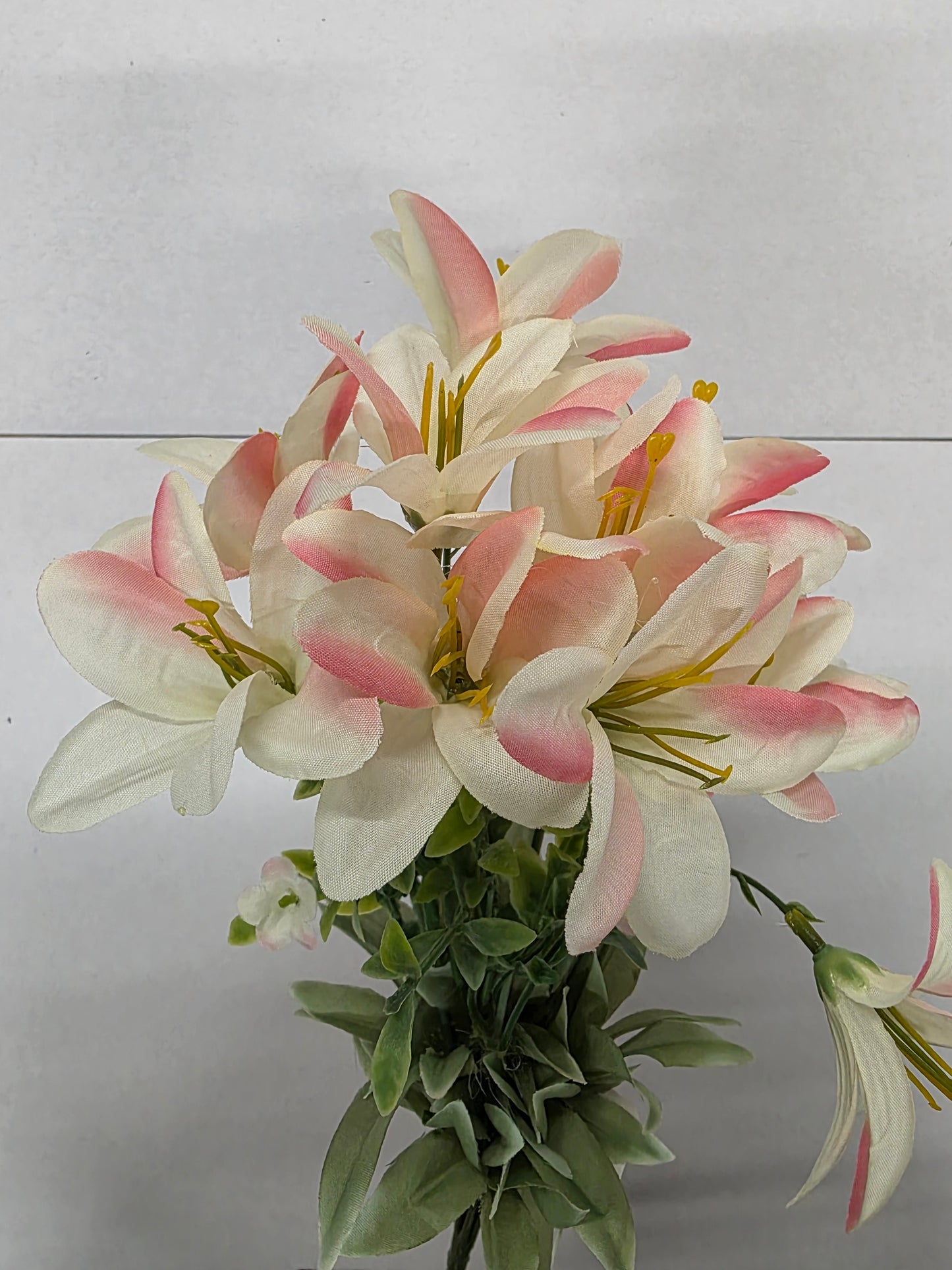 Artificial Essentials Lily Bush Yellow Pink 38cm  (PACK OF 3)
