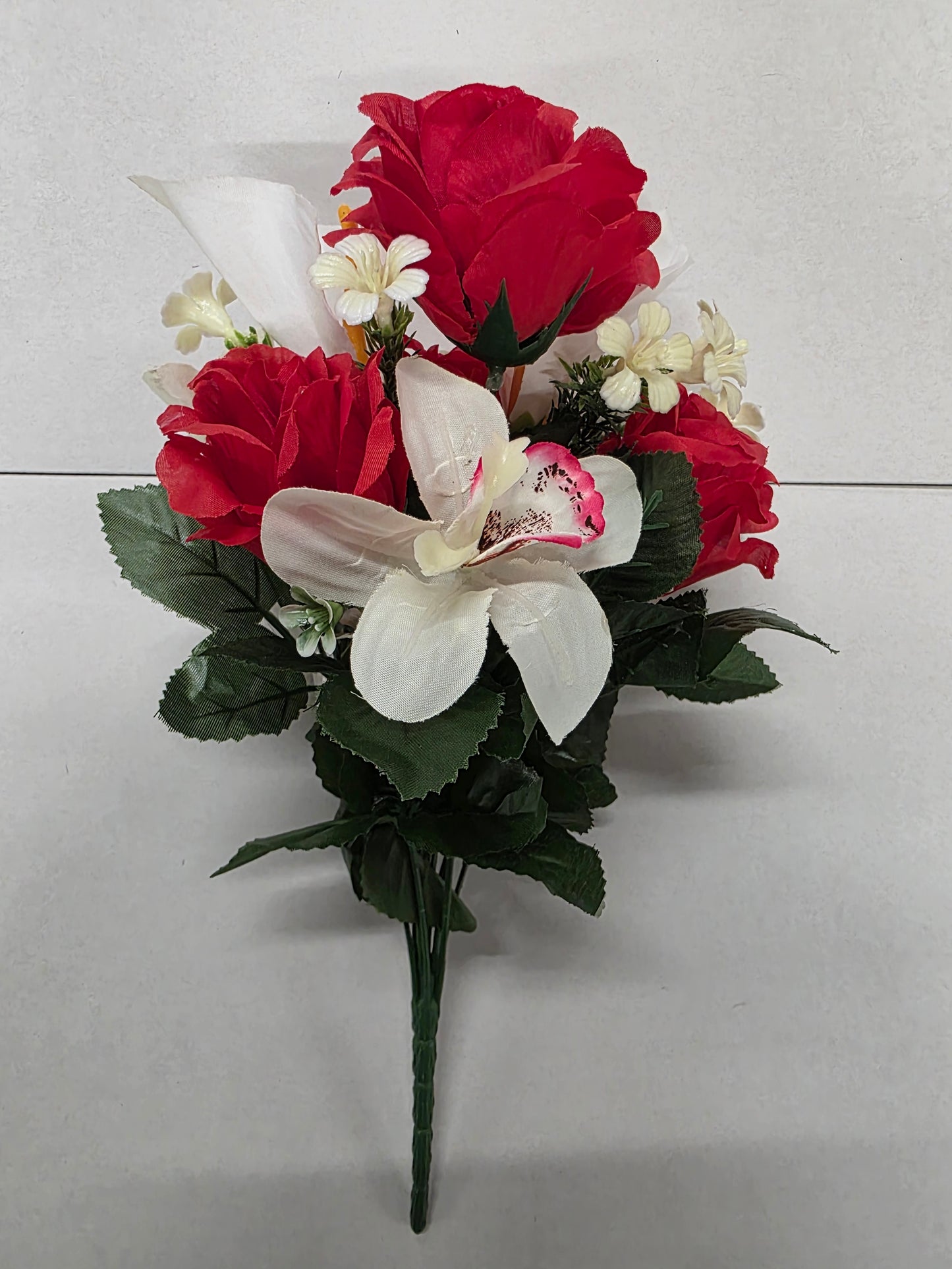 Artificial Essentials Pembroke Orchid Rose Posy Red  (PACK OF 2)