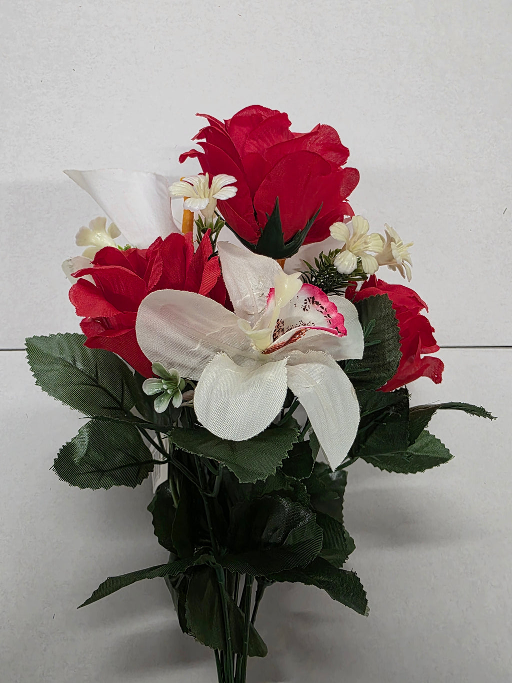 Artificial Essentials Pembroke Orchid Rose Posy Red  (PACK OF 2)