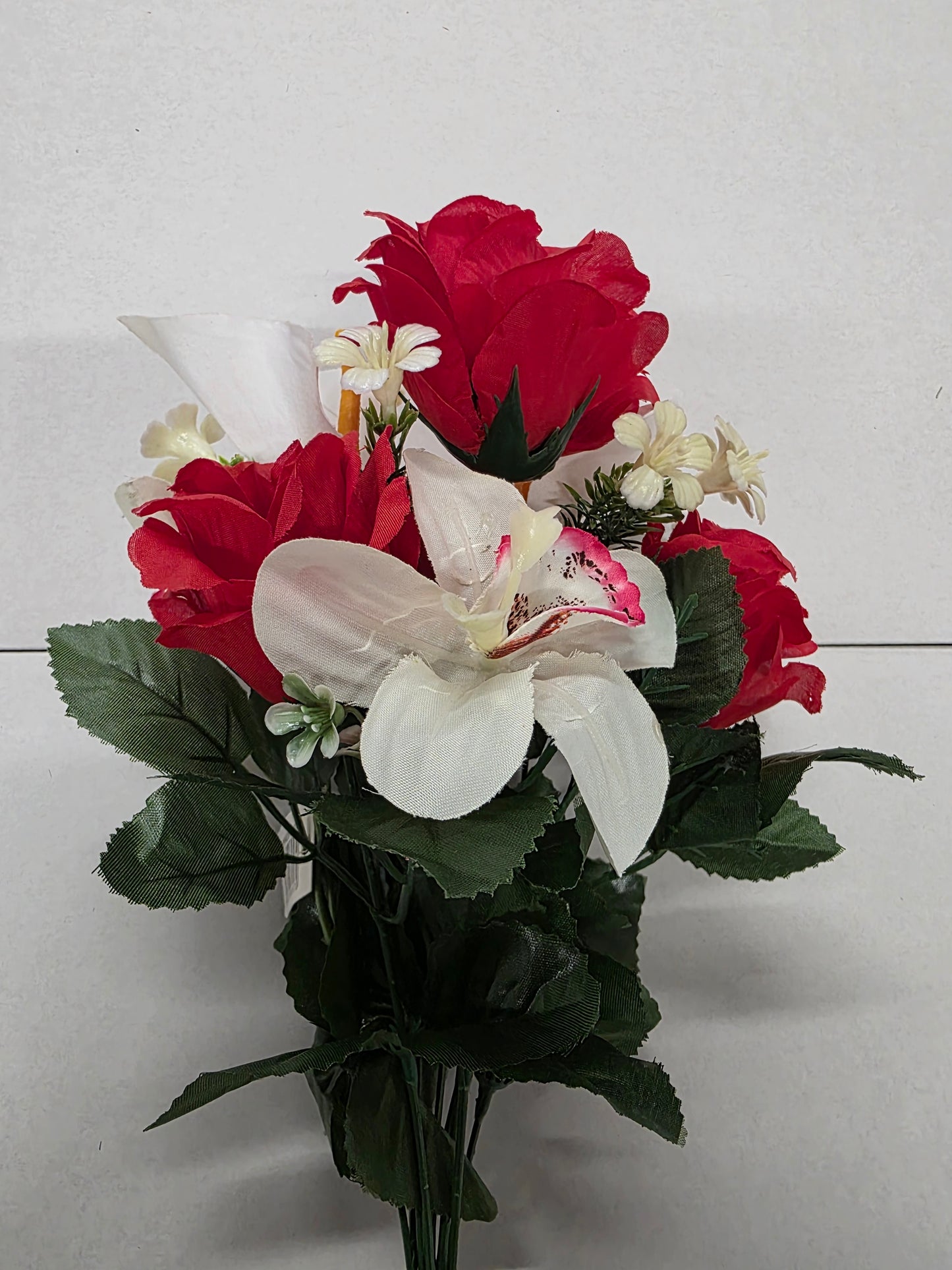 Artificial Essentials Pembroke Orchid Rose Posy Red  (PACK OF 2)