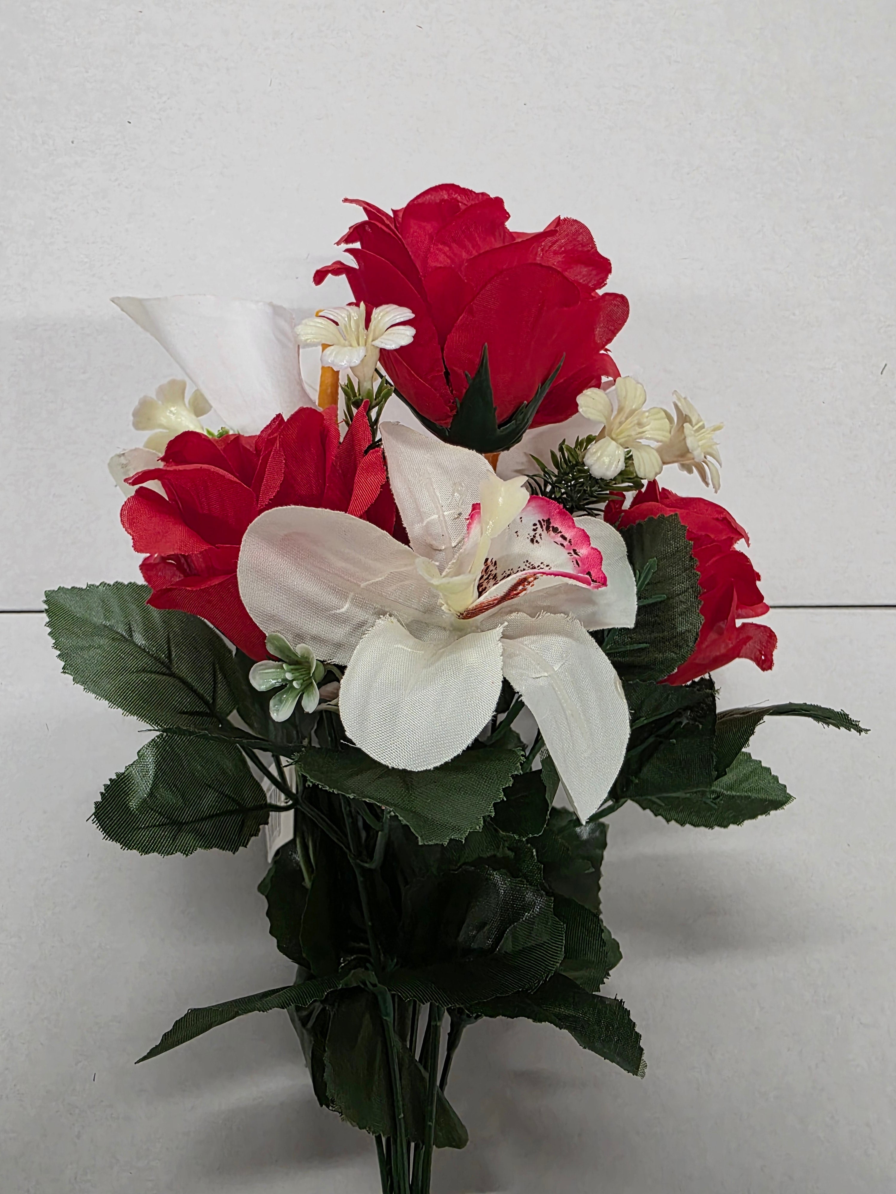 Artificial Essentials Pembroke Orchid Rose Posy Red  (PACK OF 2)