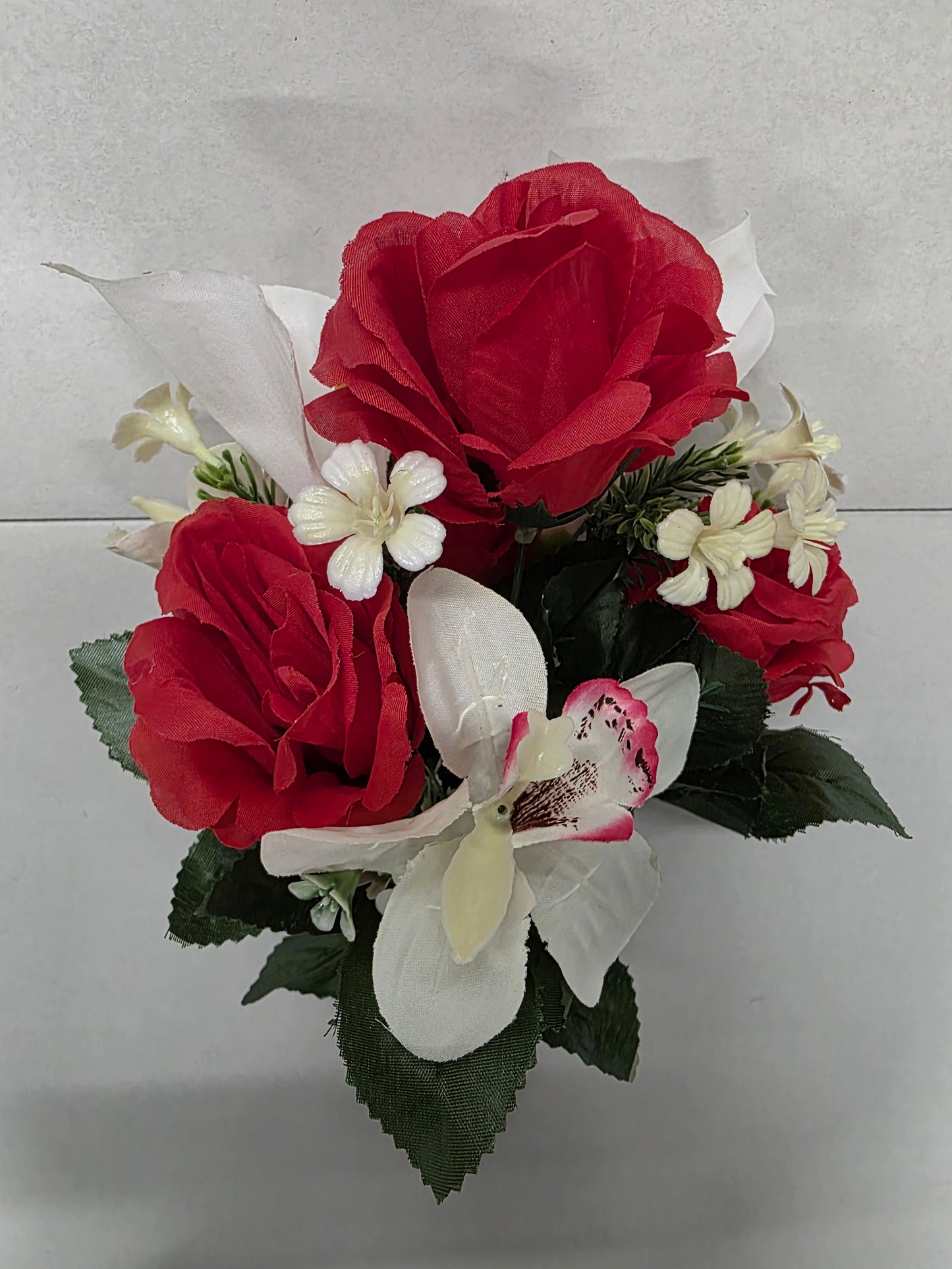 Artificial Essentials Pembroke Orchid Rose Posy Red  (PACK OF 2)