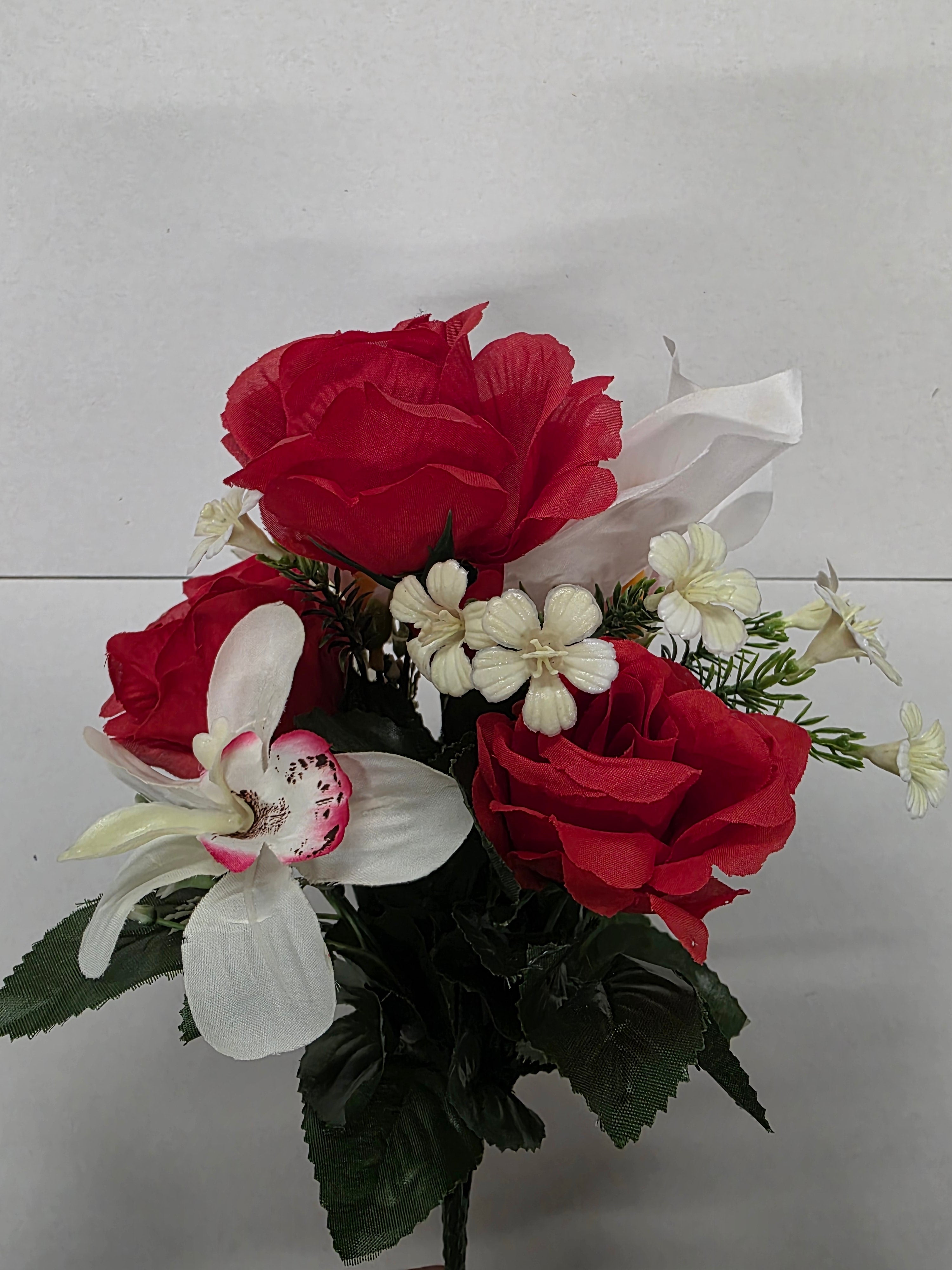 Artificial Essentials Pembroke Orchid Rose Posy Red  (PACK OF 2)