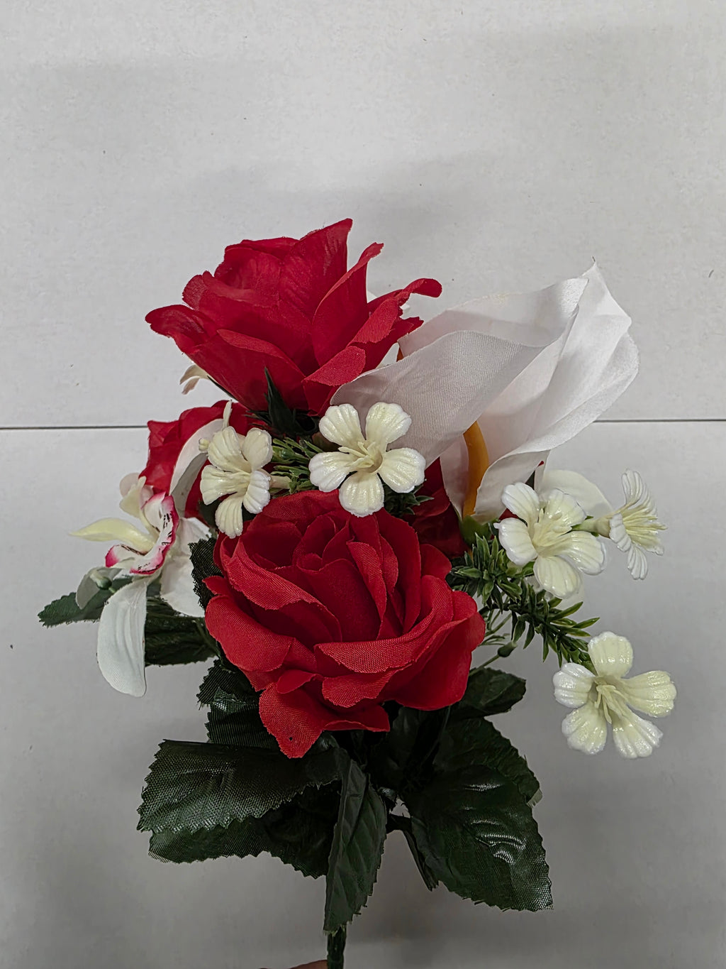 Artificial Essentials Pembroke Orchid Rose Posy Red  (PACK OF 2)