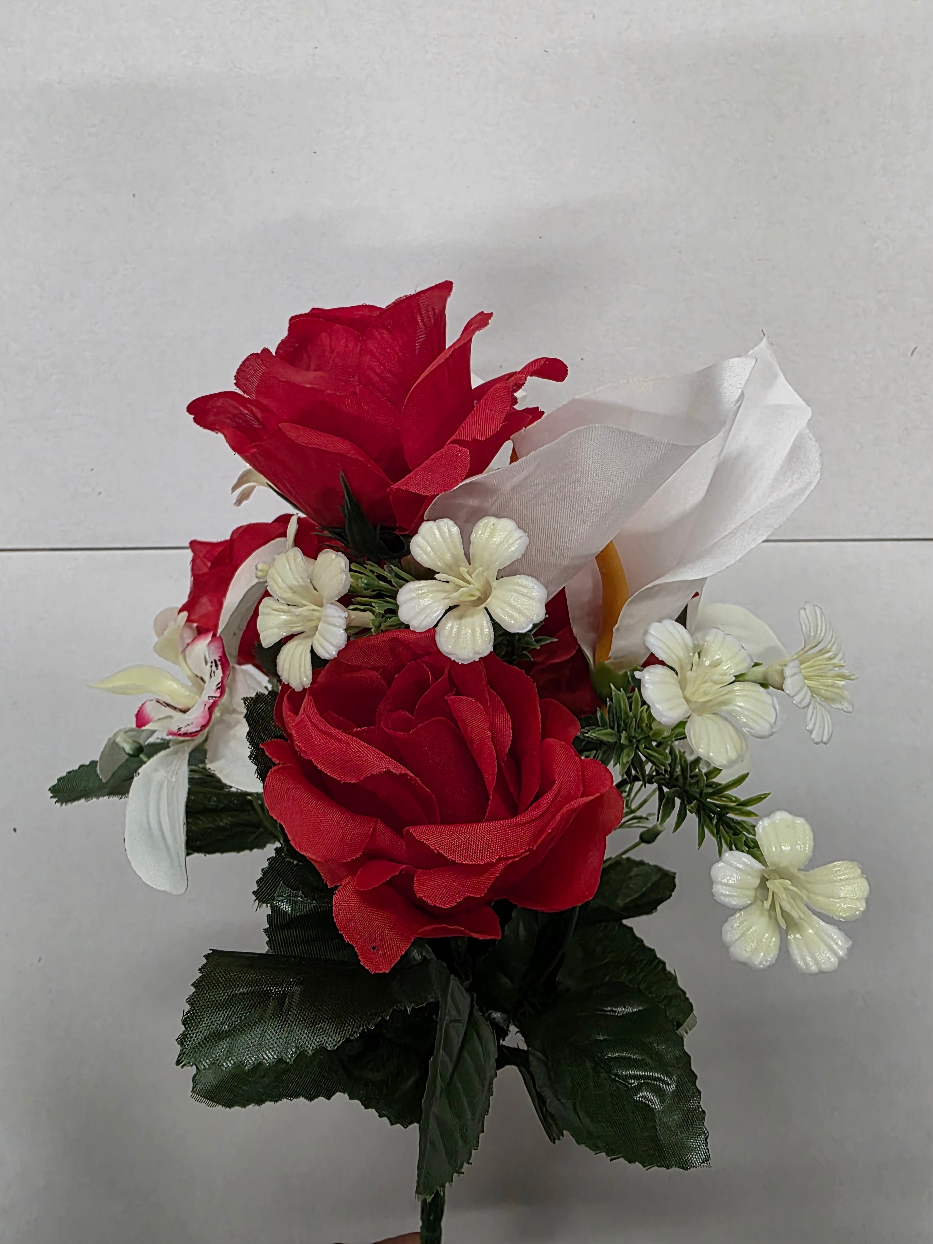 Artificial Essentials Pembroke Orchid Rose Posy Red  (PACK OF 2)