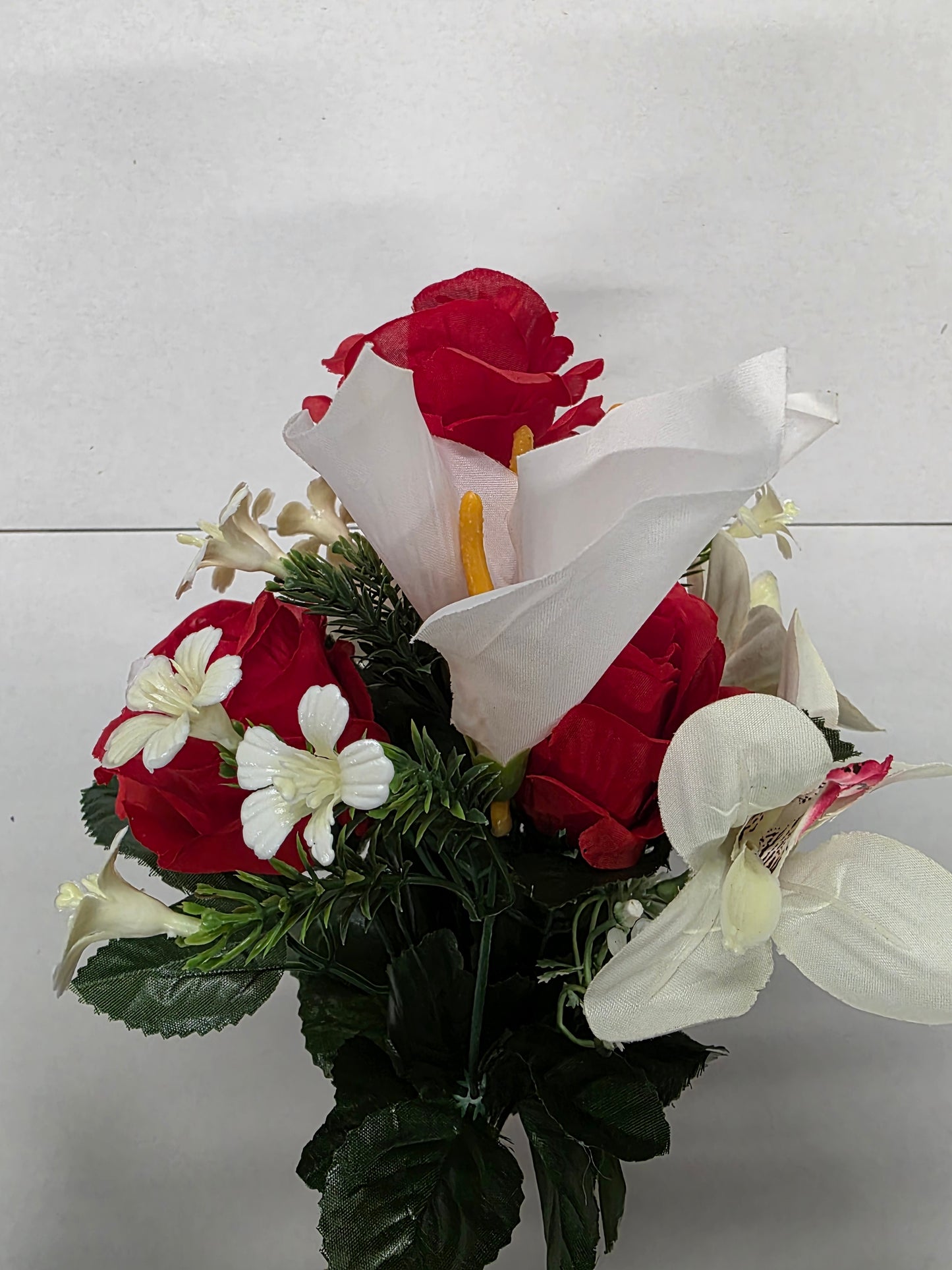 Artificial Essentials Pembroke Orchid Rose Posy Red  (PACK OF 2)