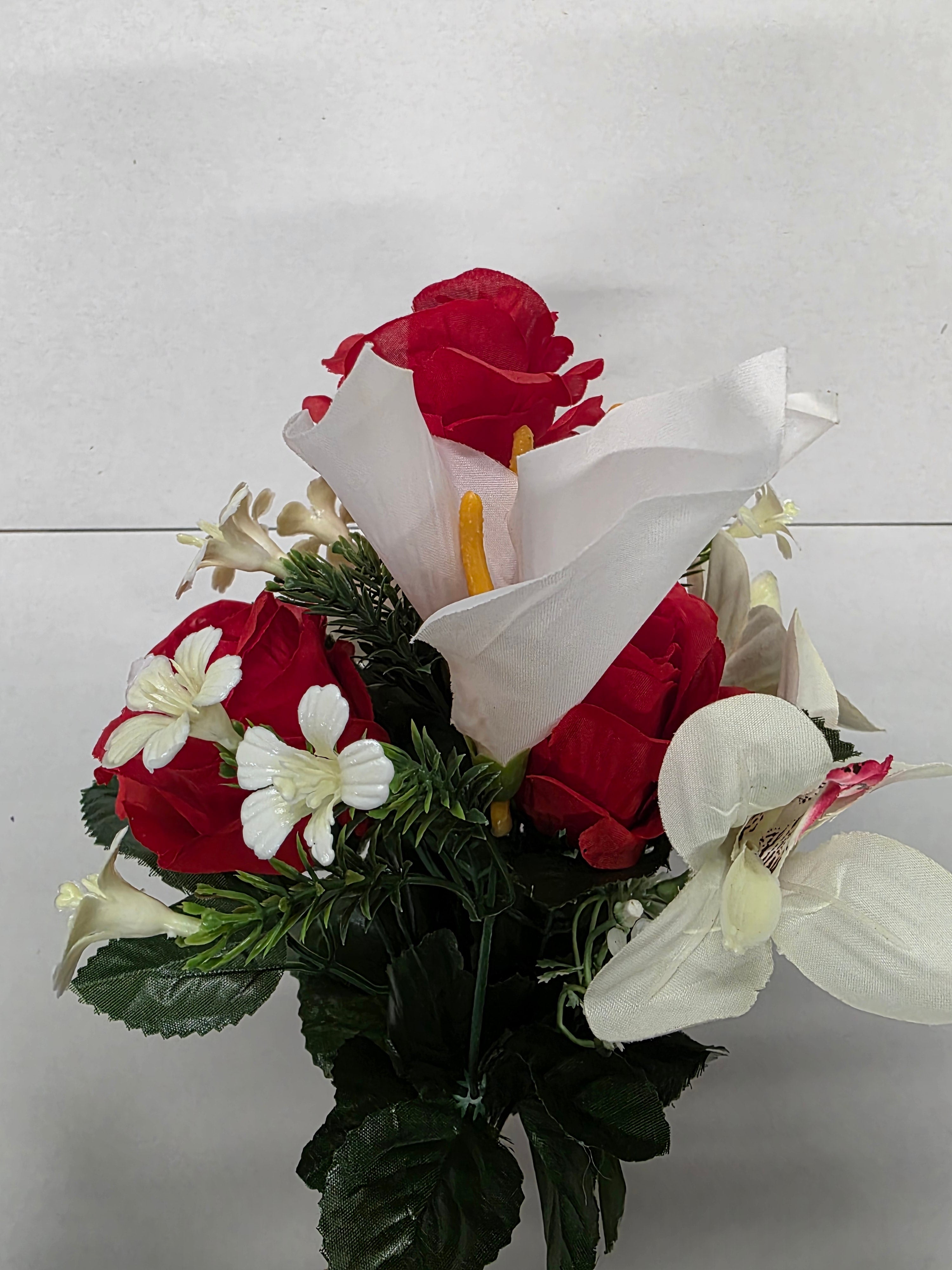 Artificial Essentials Pembroke Orchid Rose Posy Red  (PACK OF 2)