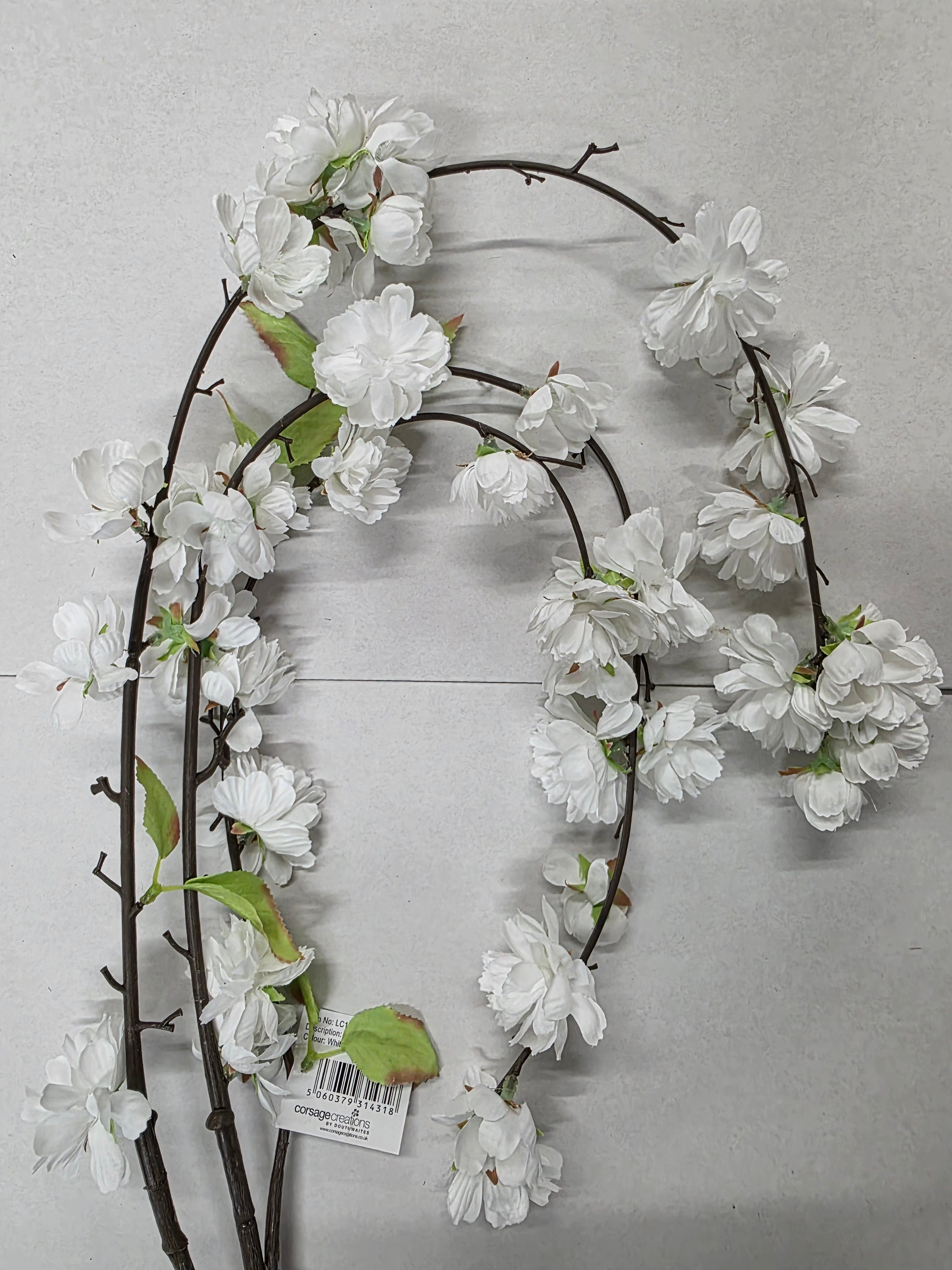 Artificial Cherry Blossom Spray White