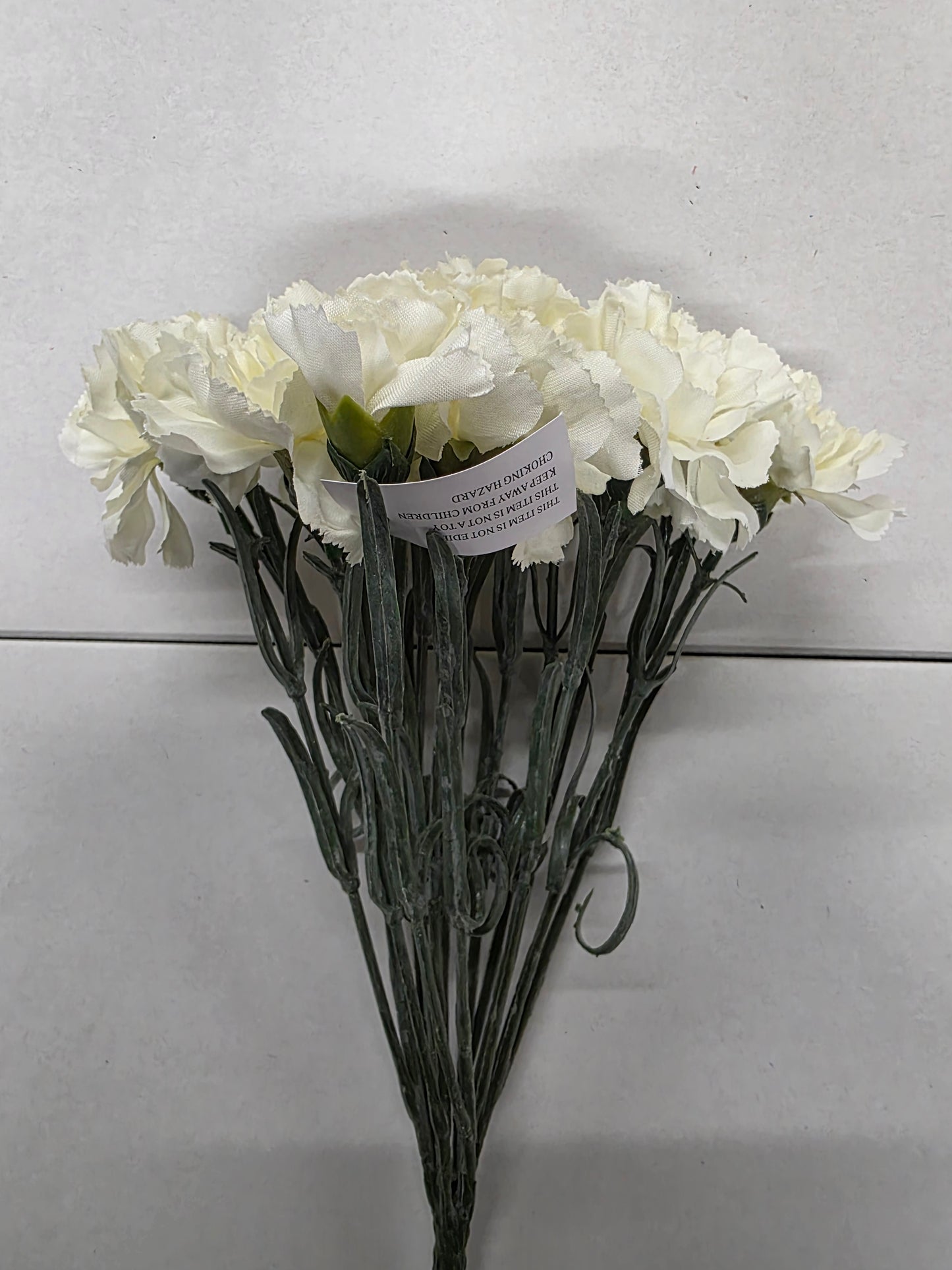 Artificial Carnation Bush Large Ivory 11 Heads