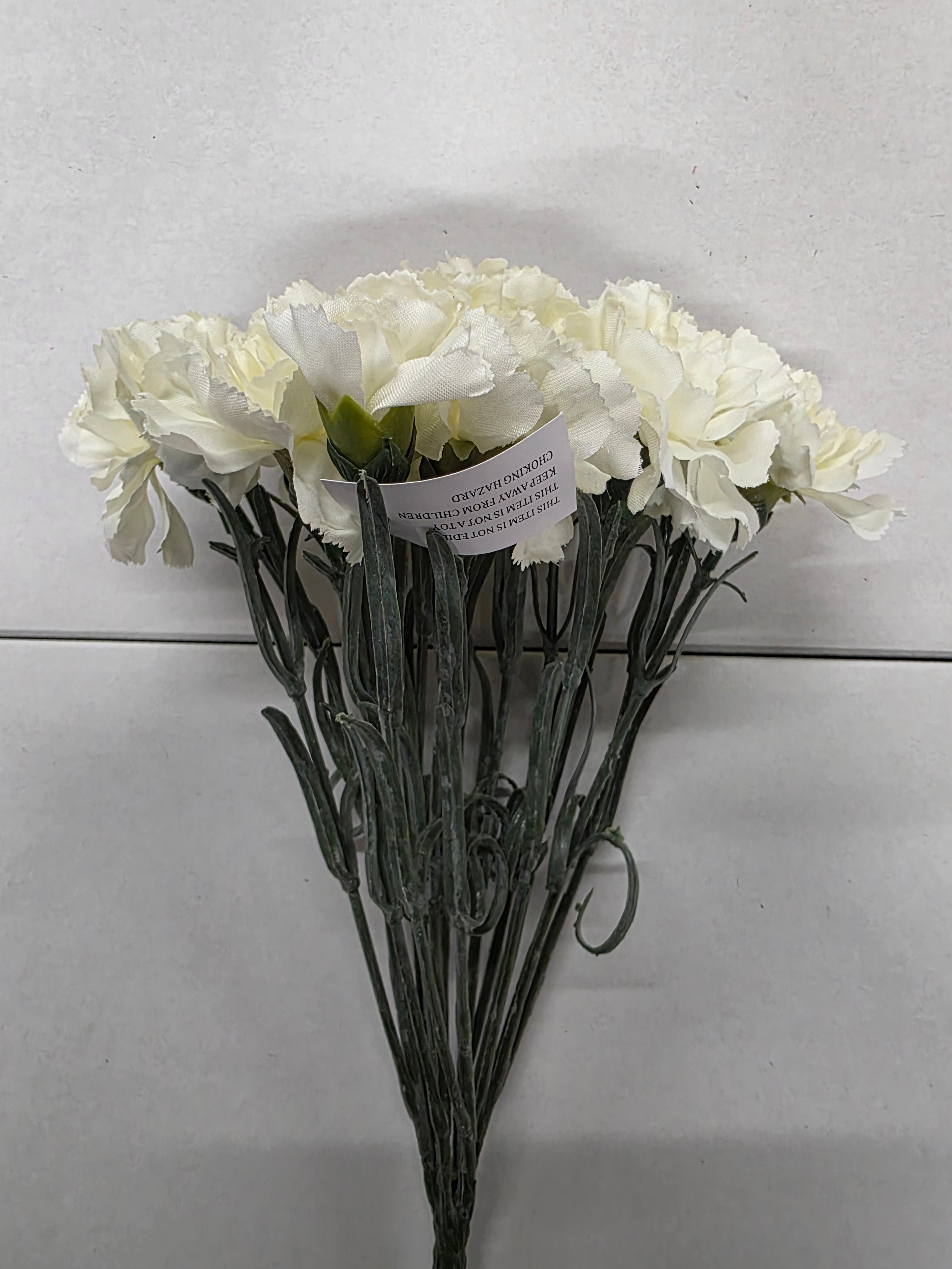 Artificial Carnation Bush Large Ivory 11 Heads