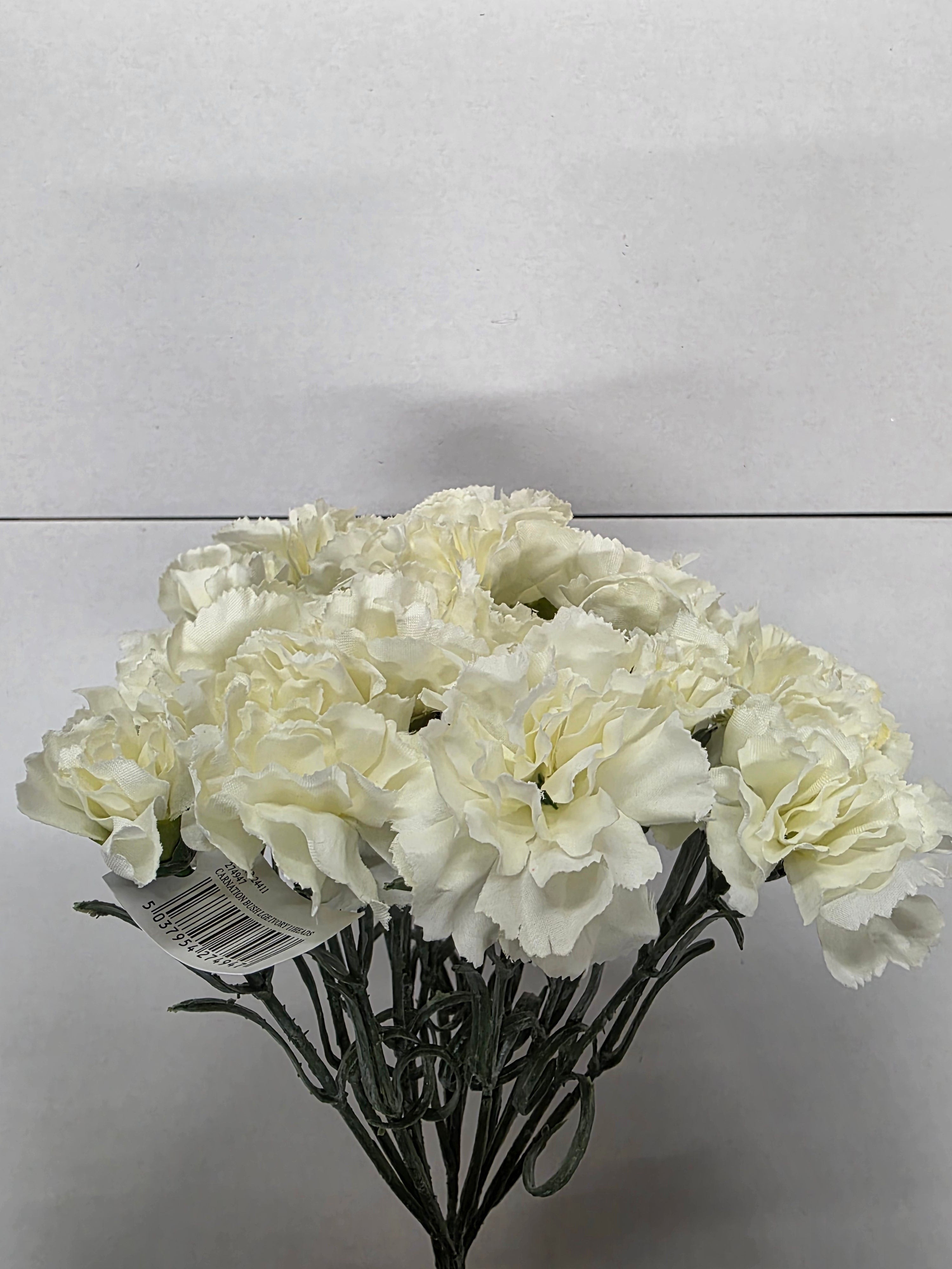 Artificial Carnation Bush Large Ivory 11 Heads
