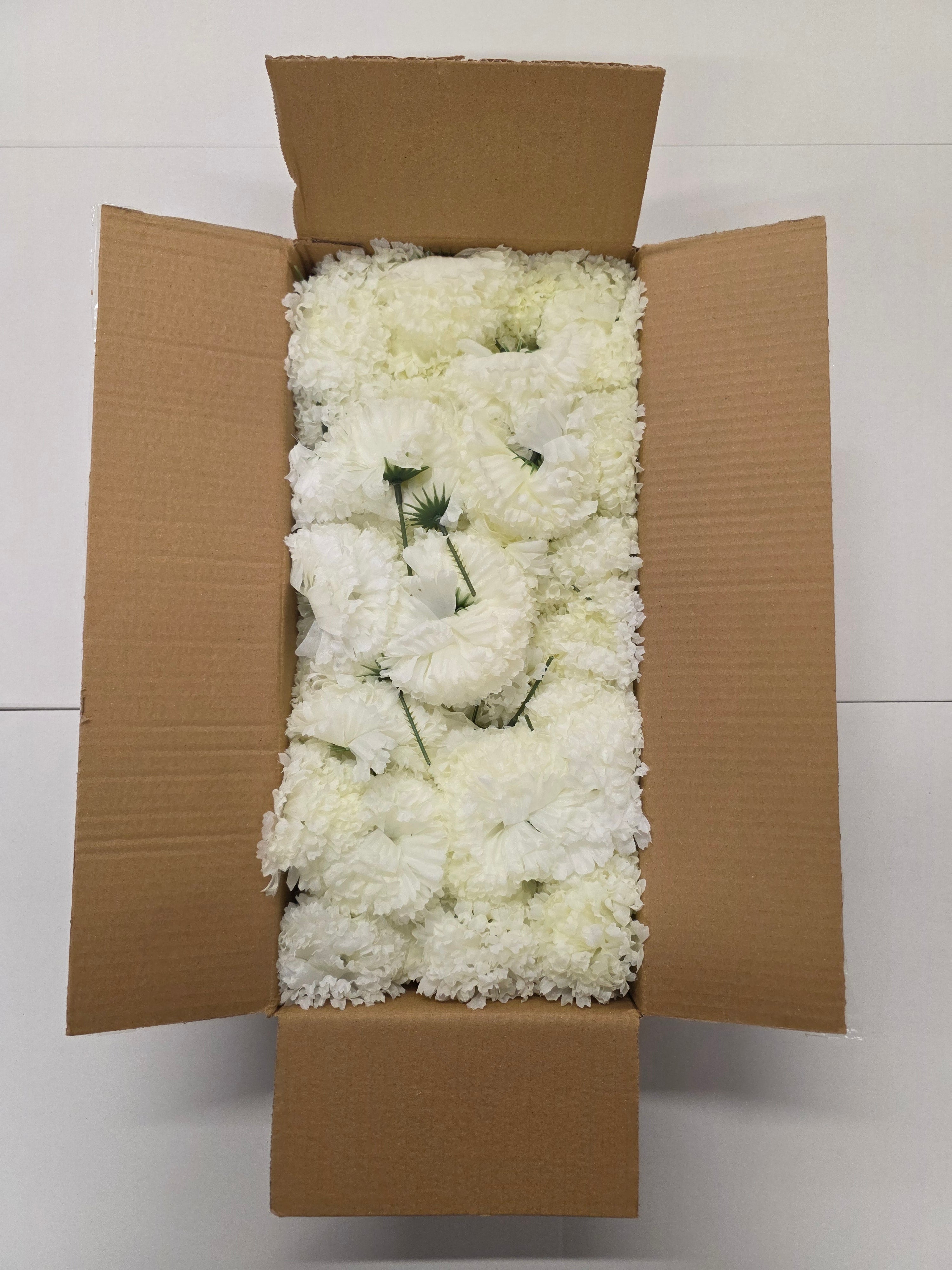 Artificial Carnation Pick Box Ivory X144