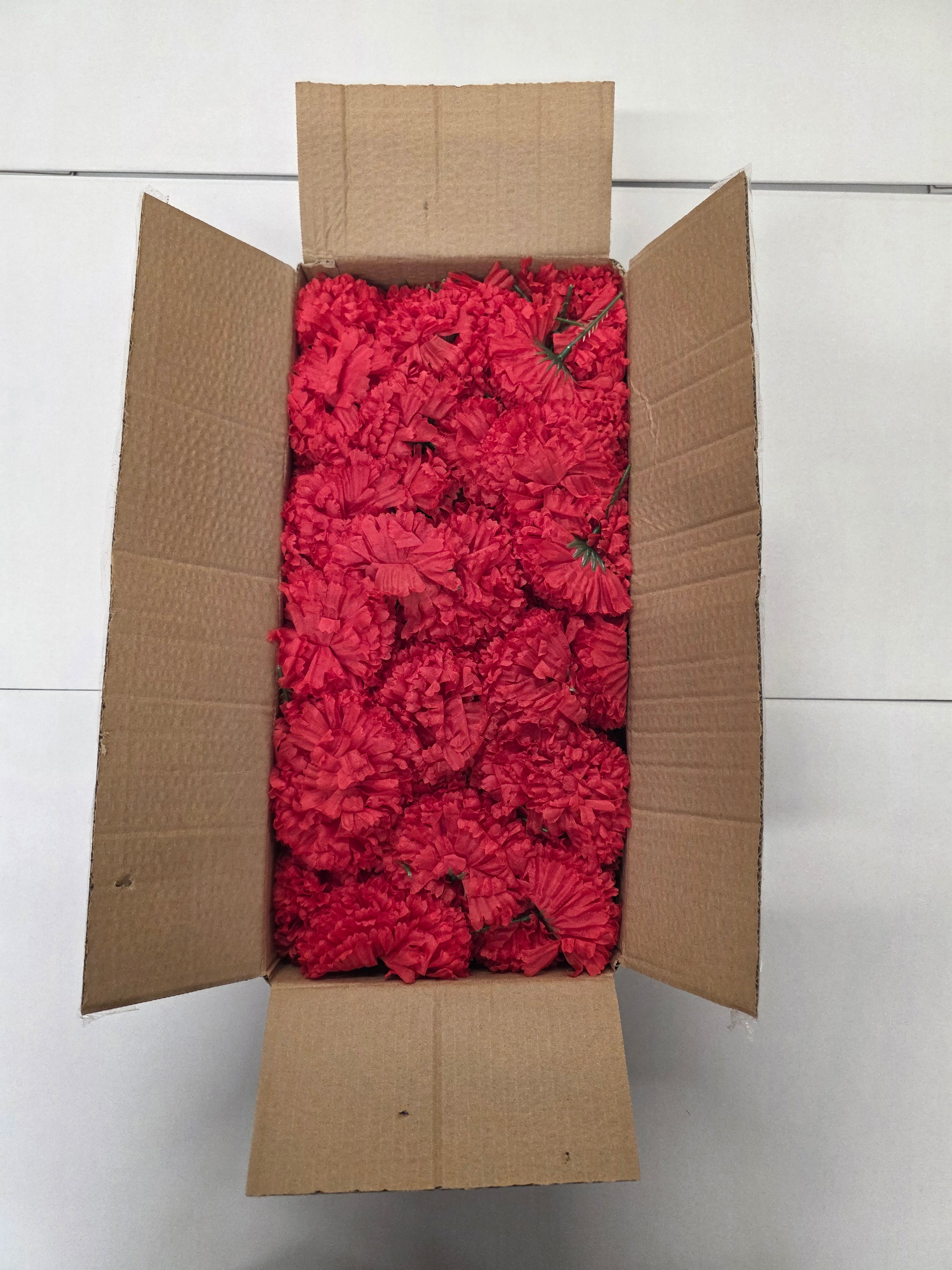 Artificial Carnation Pick Box Red X144