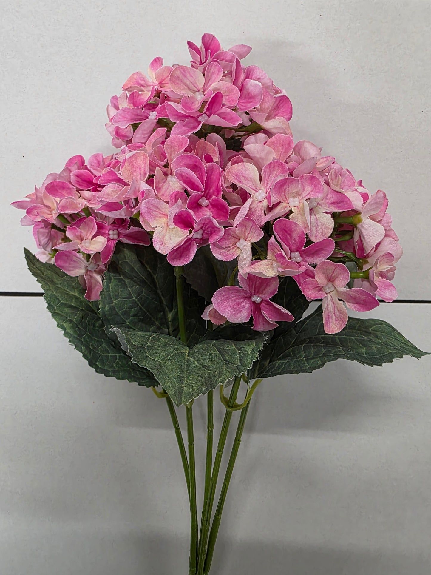 Artificial Hydrangea Bush Pink 43cm