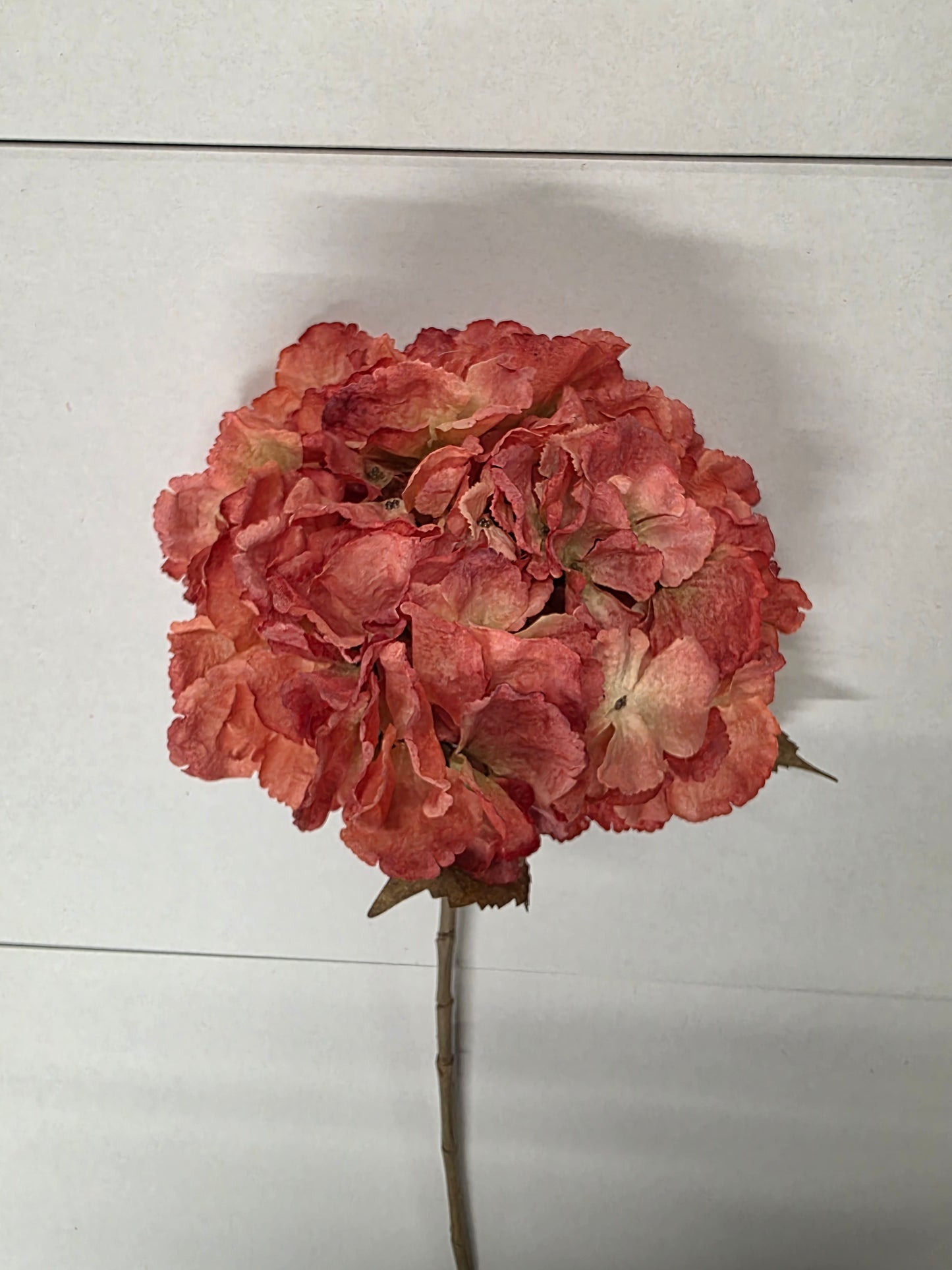 Artificial Hydrangea Stem 80cm Coral