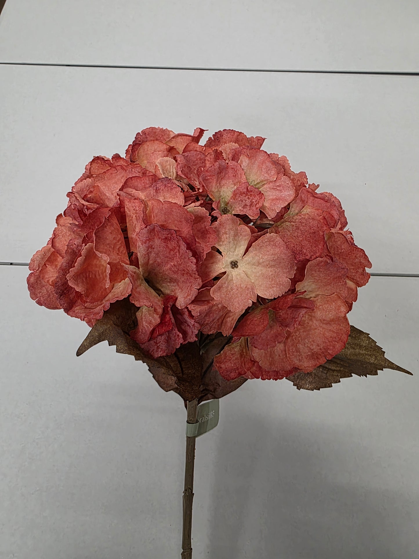 Artificial Hydrangea Stem 80cm Coral