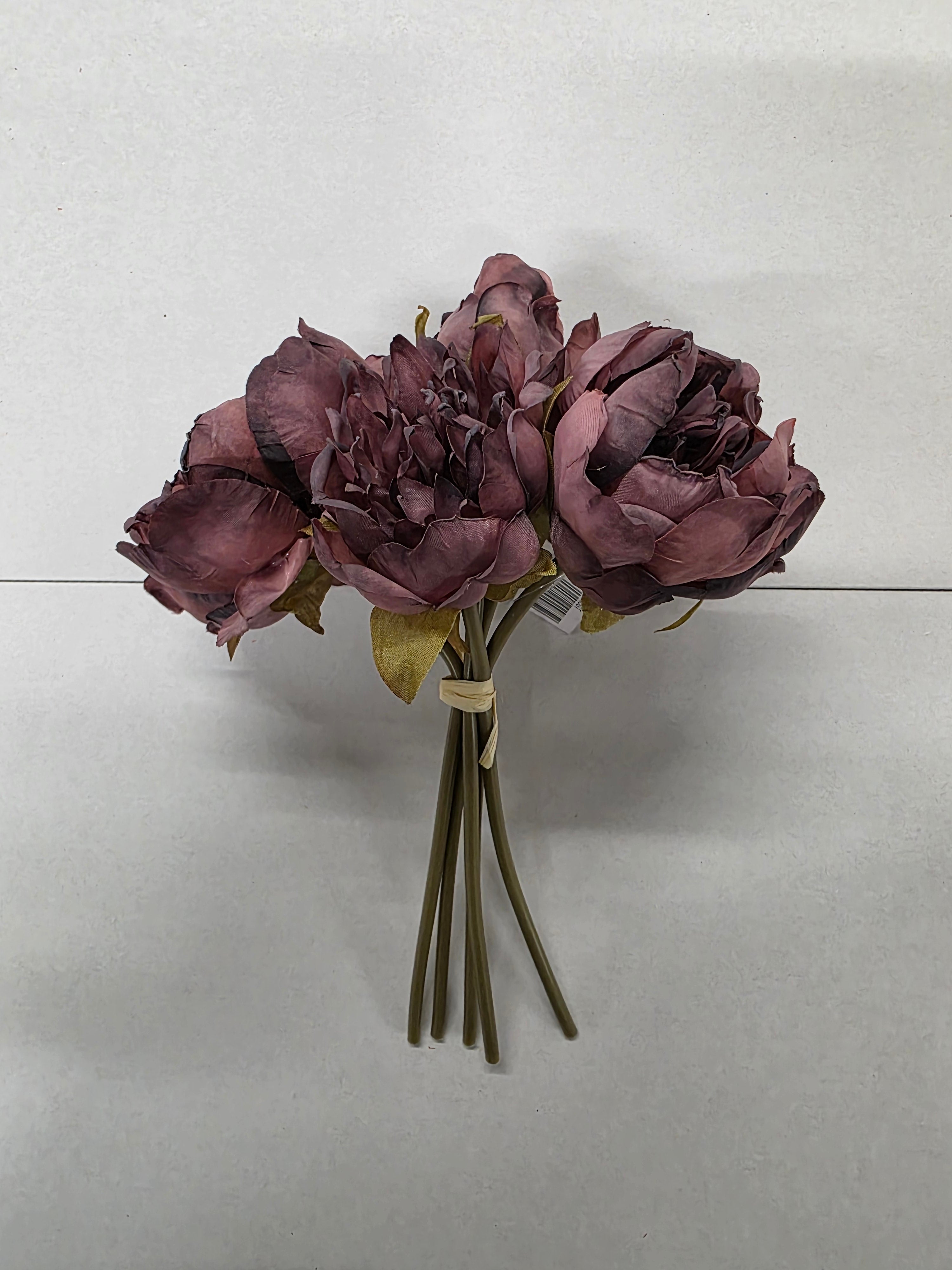 Artificial Dry Look Peony Posy X5 Puce 28cm
