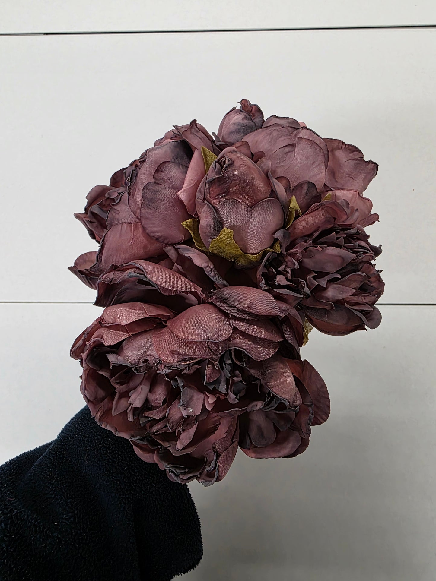 Artificial Dry Look Peony Posy X5 Puce 28cm