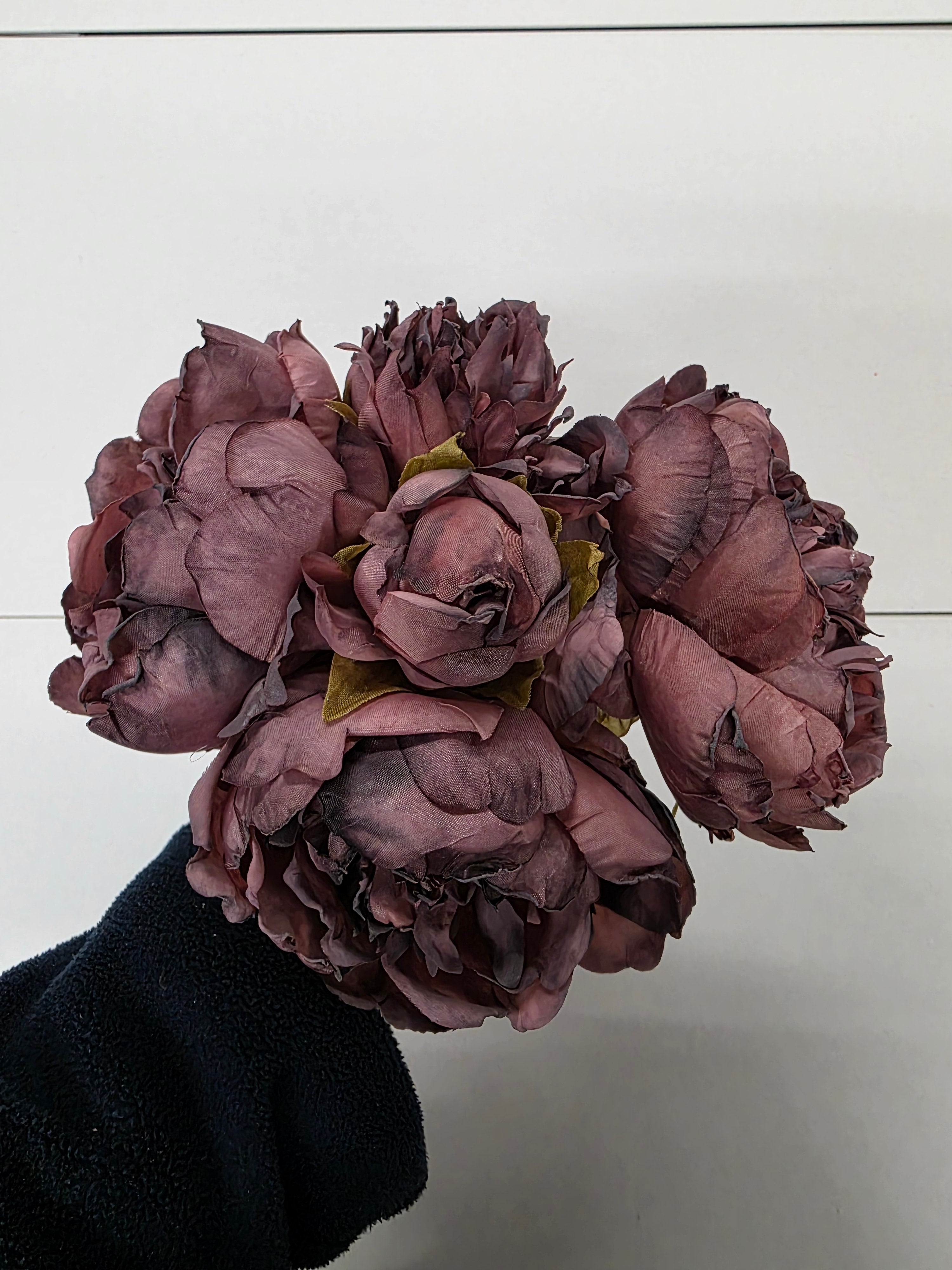 Artificial Dry Look Peony Posy X5 Puce 28cm